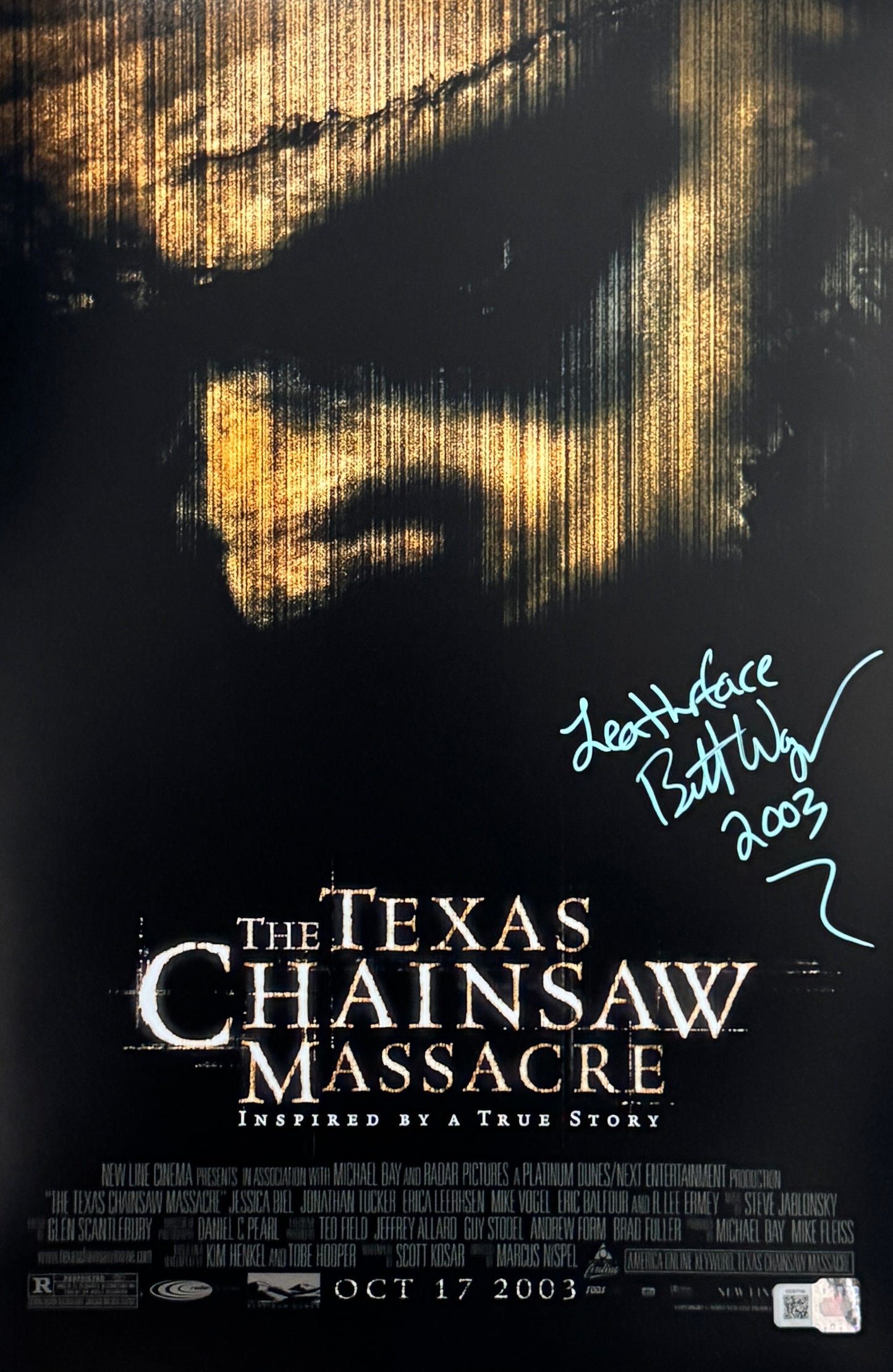 Brett Wagner signed 11x17 The Texas Chainsaw Massacre Movie Poster Photo