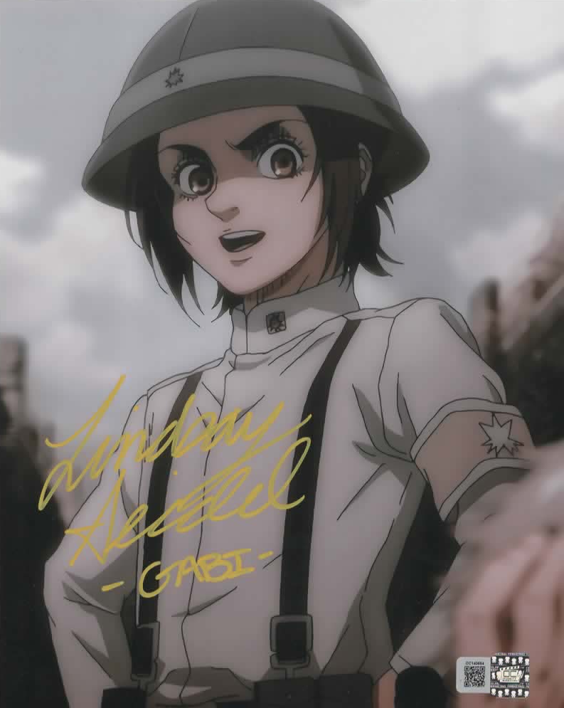 Lindsay Seidel signed 8x10 Attack on Titan Gabi Braun Photo