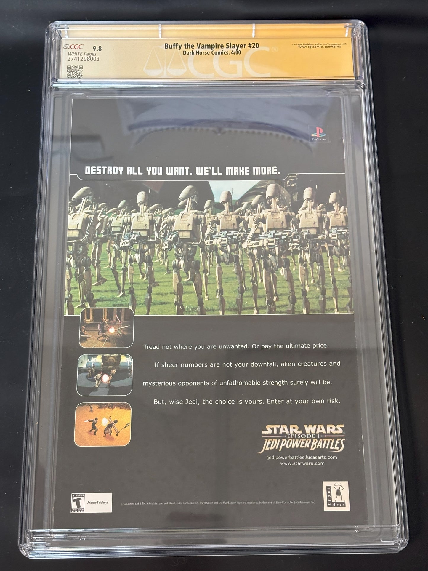 Sarah Michelle Gellar Autographed 2000 Buffy the Vampire Slayer #20 J. Scott Campbell & Alex Garner Cover CGC SS 9.8