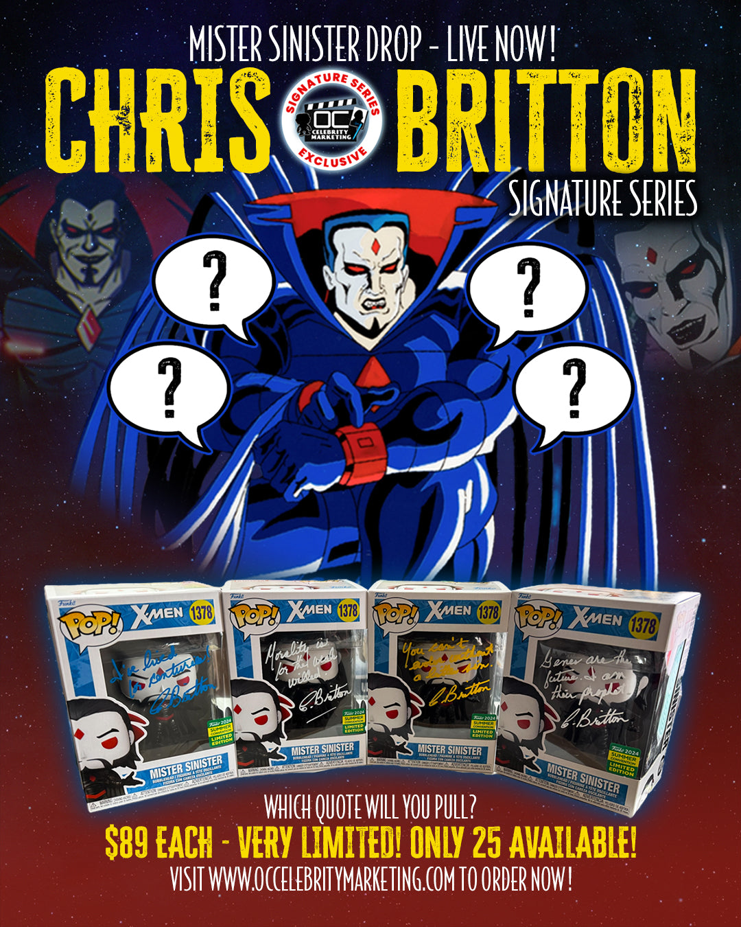 Chris Britton Signature Series: Marvel X-Men 24' Summer Convention Exclusive LE Mr. Sinister Funko Pop! #1378 (#/25)