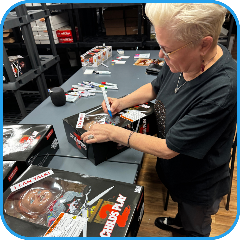 Christine Elise signed Chucky Funko Pop! 1957 White