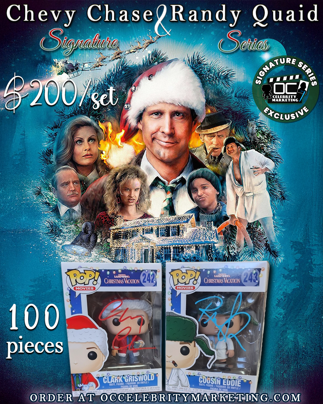 Chevy Chase & Randy Quaid Signature Series Set: Christmas Vacation Clark & Cousin Eddie Funkos (#/100)