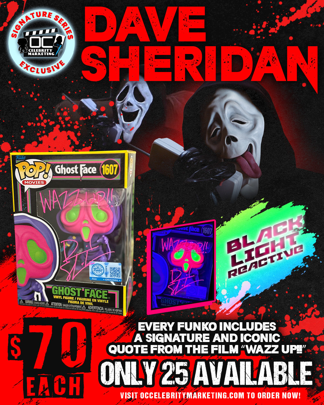 Dave Sheridan: Funko Special Edition Blacklight Ghost Face Funko Pop! #1607 (#/25)