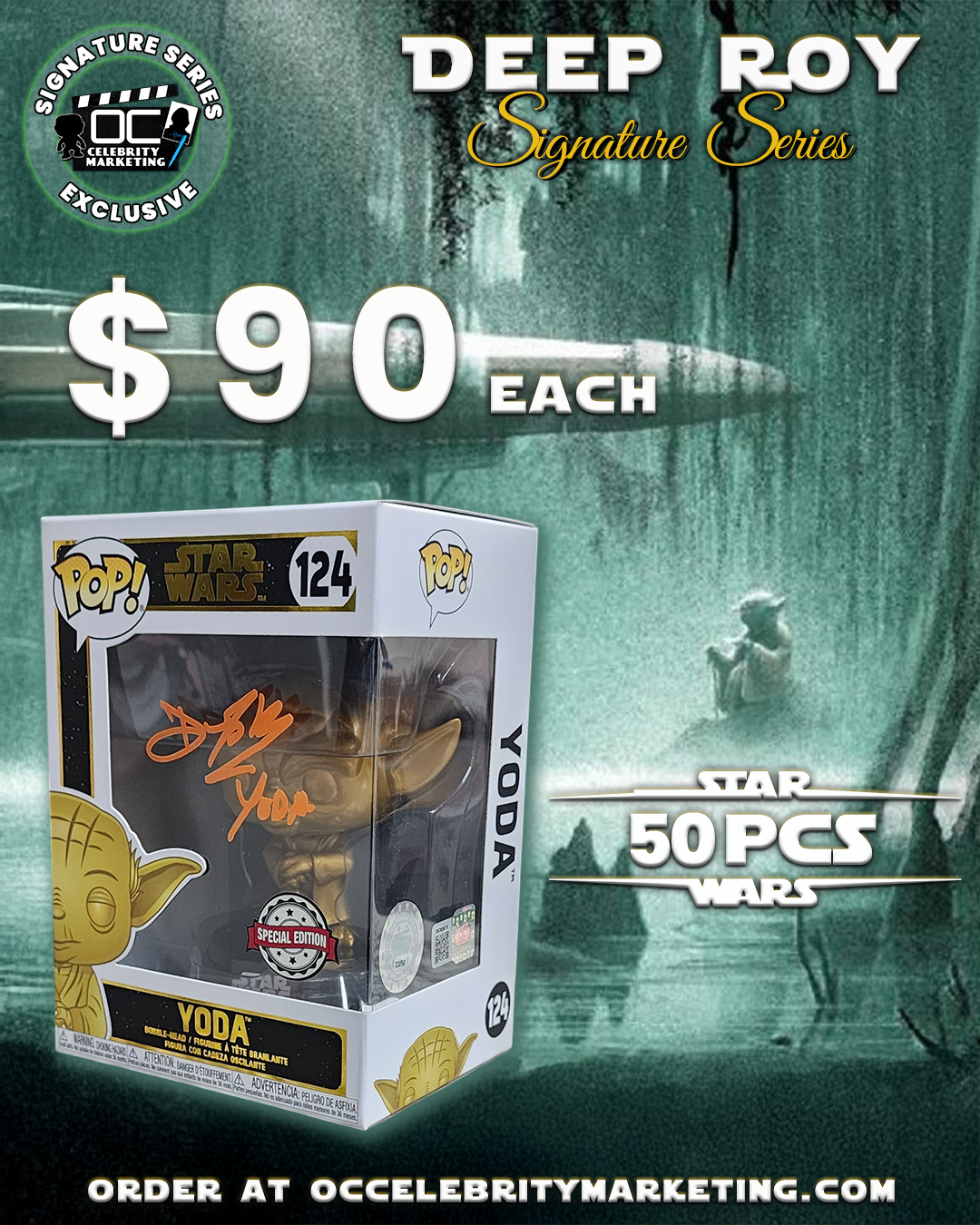 Deep Roy Signature Series: STAR WARS Special Edition Yoda Funko Pop! #124 (#/50)