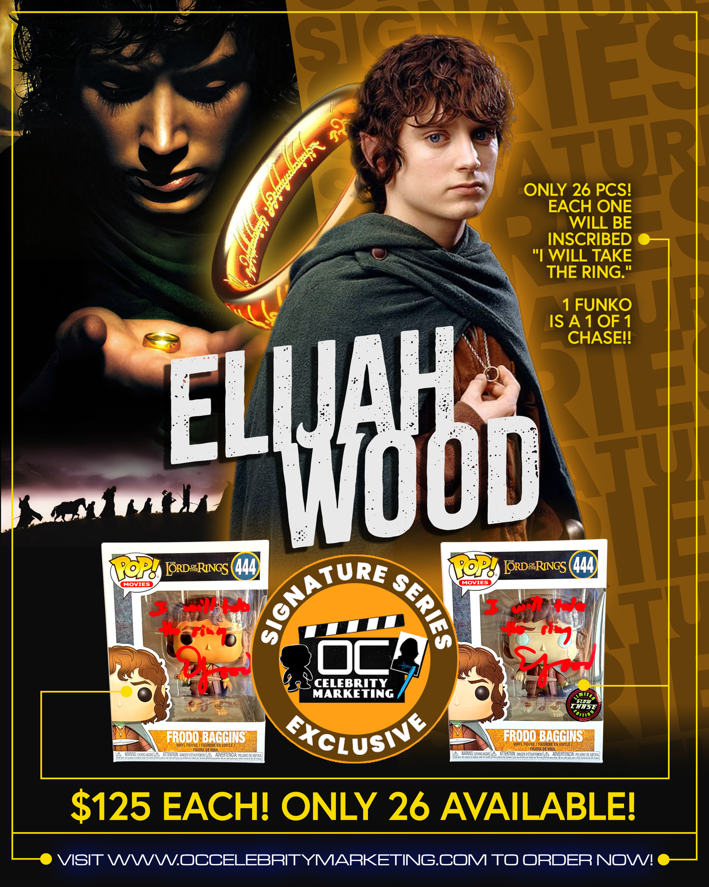 Elijah Wood Signature Series: The Lord of The Rings Frodo Baggins Funko Pop! #444 (#/25)