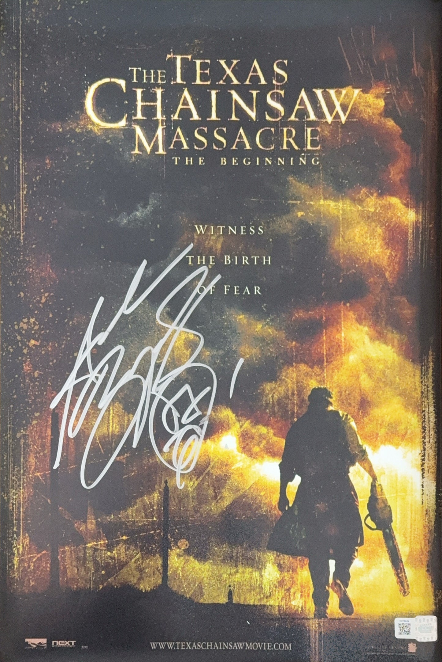 Andrew Bryniarski signed 11x17 The Texas Chainsaw Massacre The Beginning movie poster photo