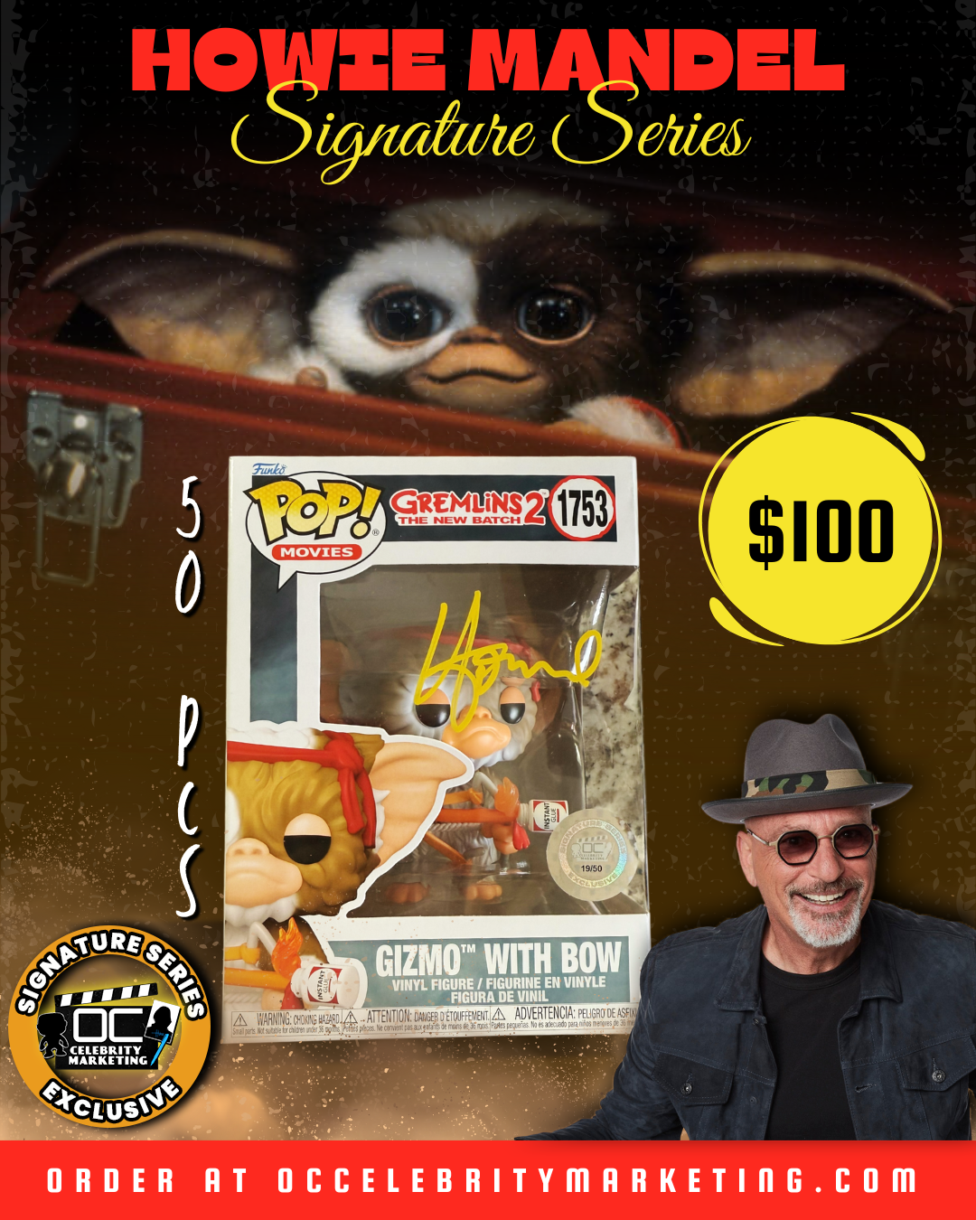 Howie Mandel Signature Series: Gremlins 2 The New Batch Gizmo with Bow Funko Pop! #1753 (#/50)