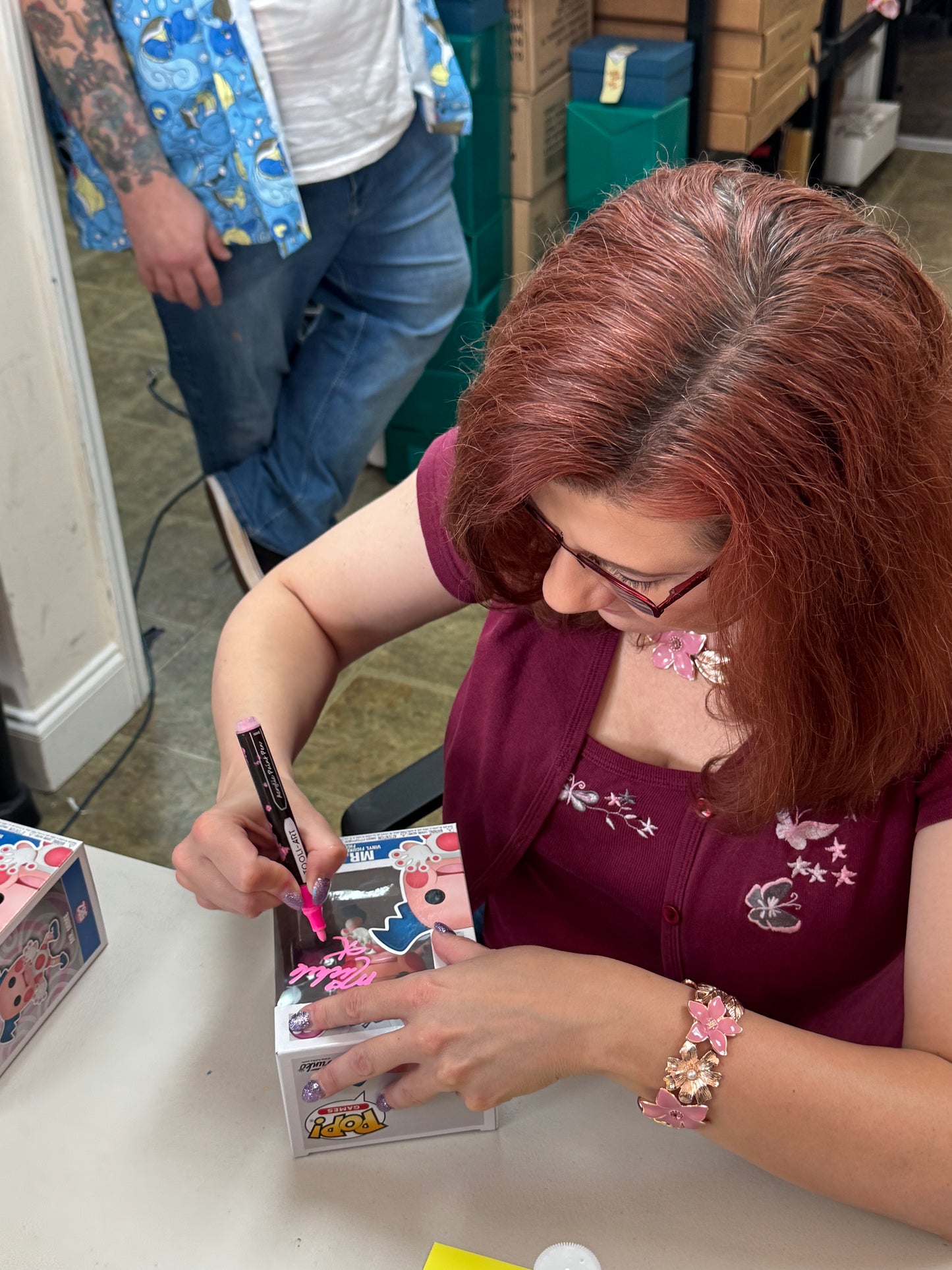 Michele Knotz signed Mr. Mime Pokémon Funko Pop! - Pink