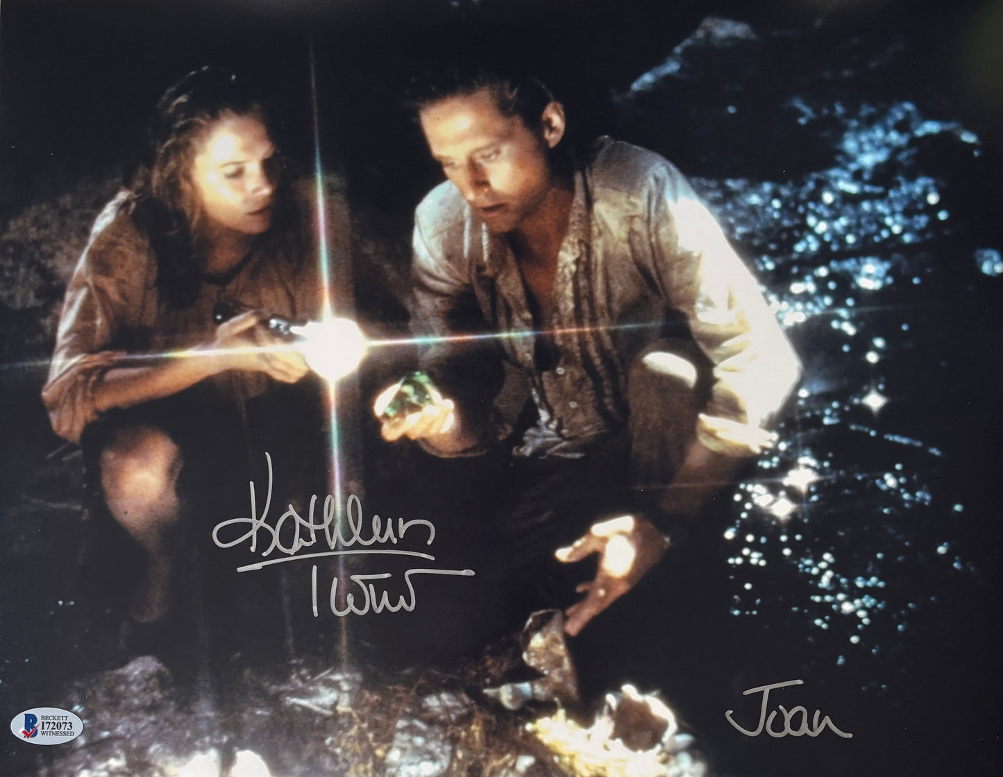 Kathleen Turner signed 11x14 Jewel of the Nile Joan & Jack photo auto BAS COA