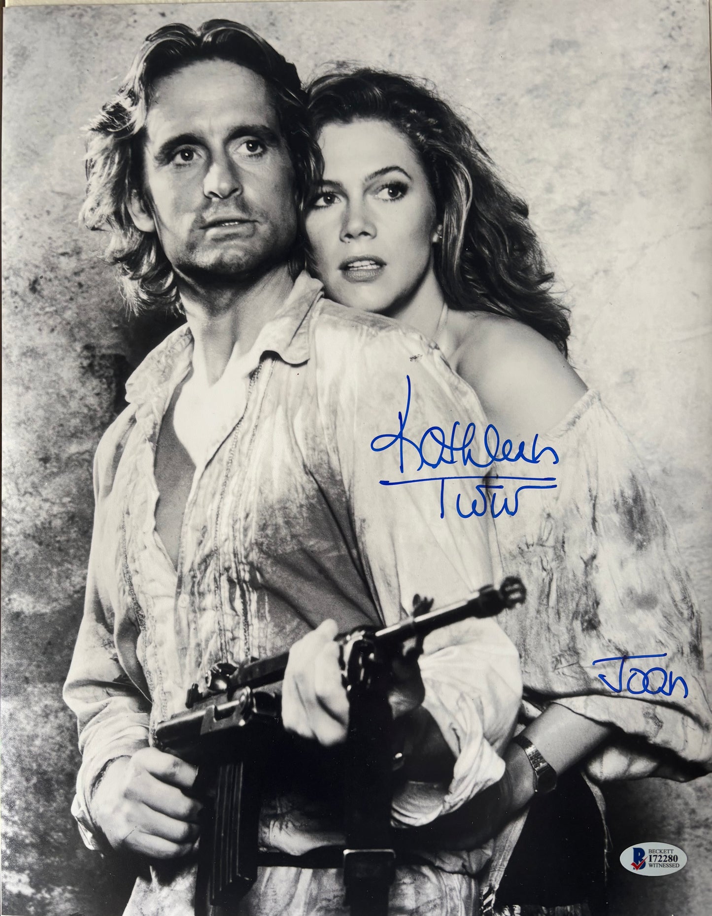 Kathleen Turner signed 11x14 Joan and Jack photo Jewel of the Nile auto BAS COA