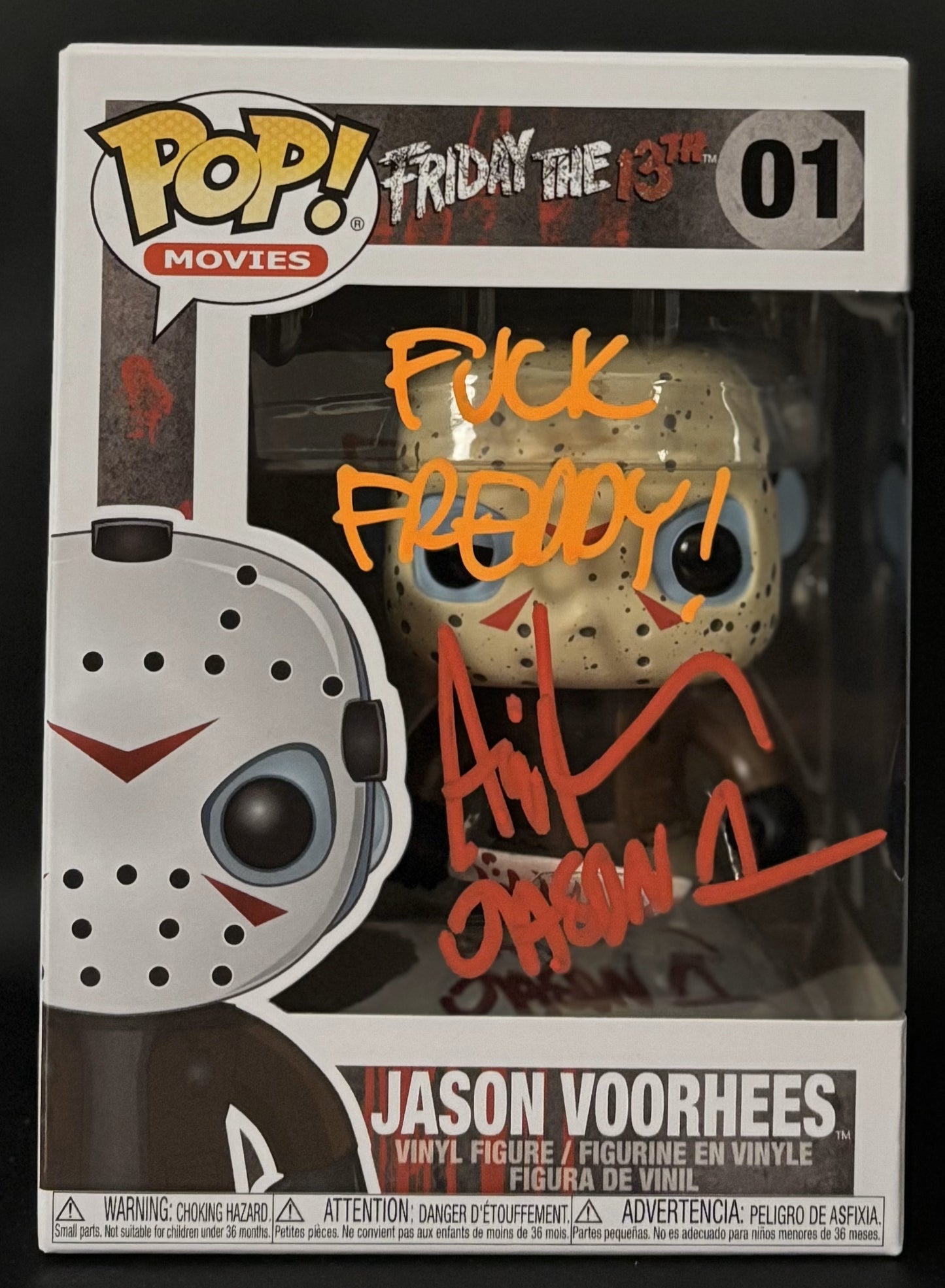 Ari Lehman signed Friday the 13th Jason Voorhees Funko Pop! #01 "F*** Freddy" - F.O/Red