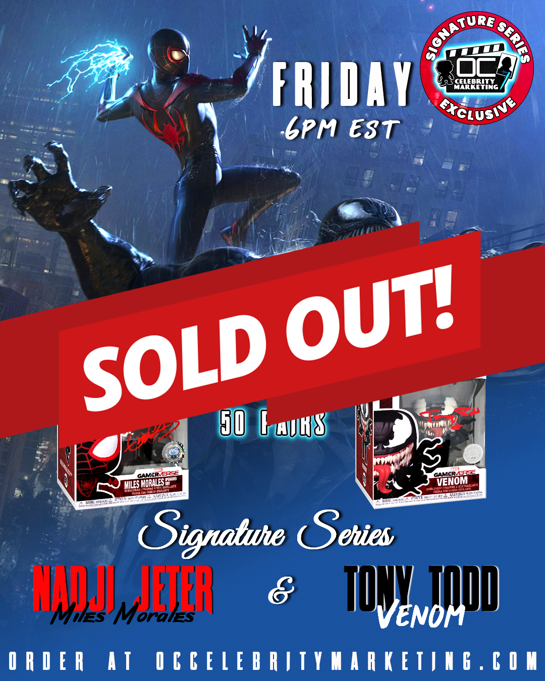 Nadji Jeter & Tony Todd Signature Series: Miles Morales & Venom Spider-Man 2 Funko Pop! Pair (#/50)