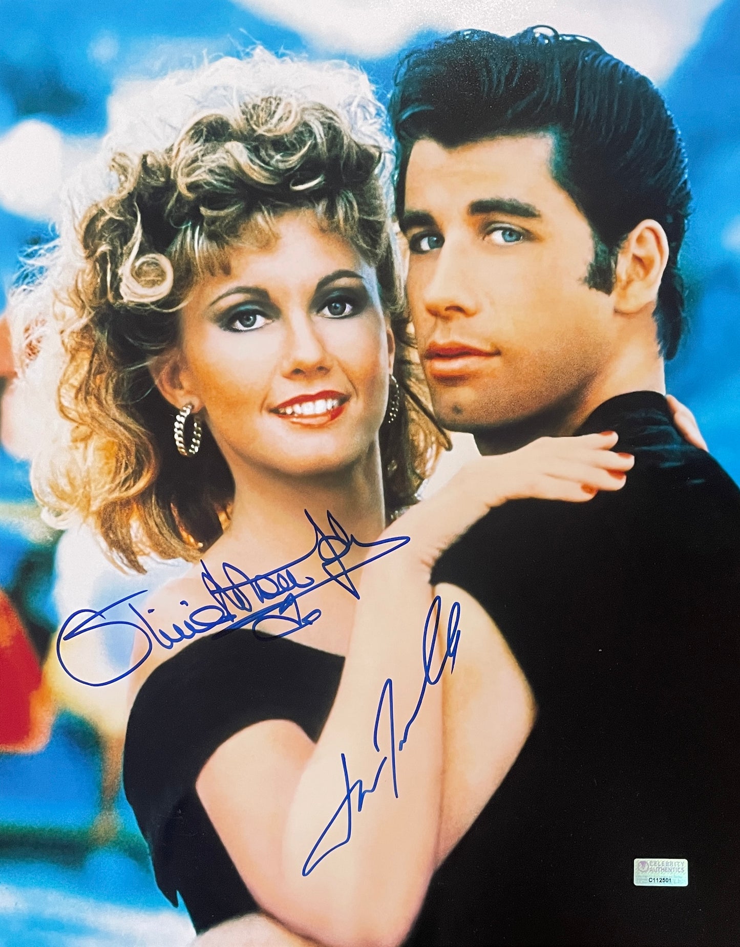 Dual signed Olivia Newton John & John Travolta 11x14 Grease photo auto CA Holo