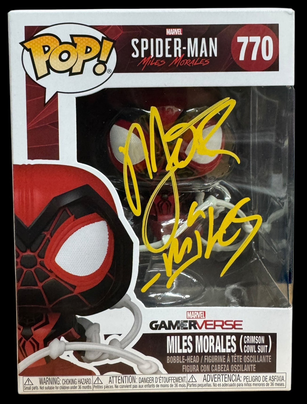 Nadji Jeter signed Marvel Spider-Man Miles Morales (Crimson Cowl Suit) Funko Pop!