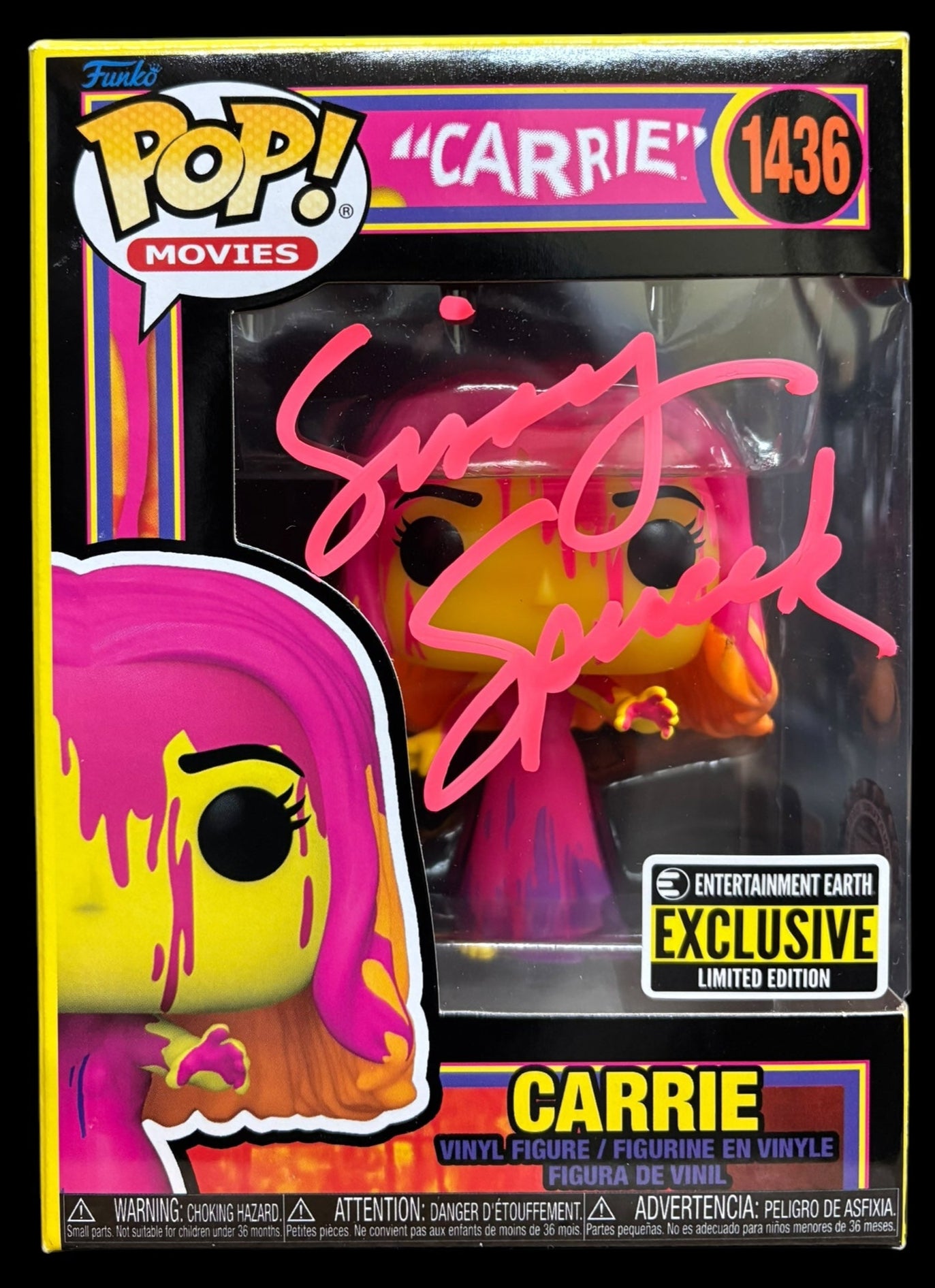 Sissy Spacek signed EE Exclusive LE Black Light Carrie Funko Pop! #1436