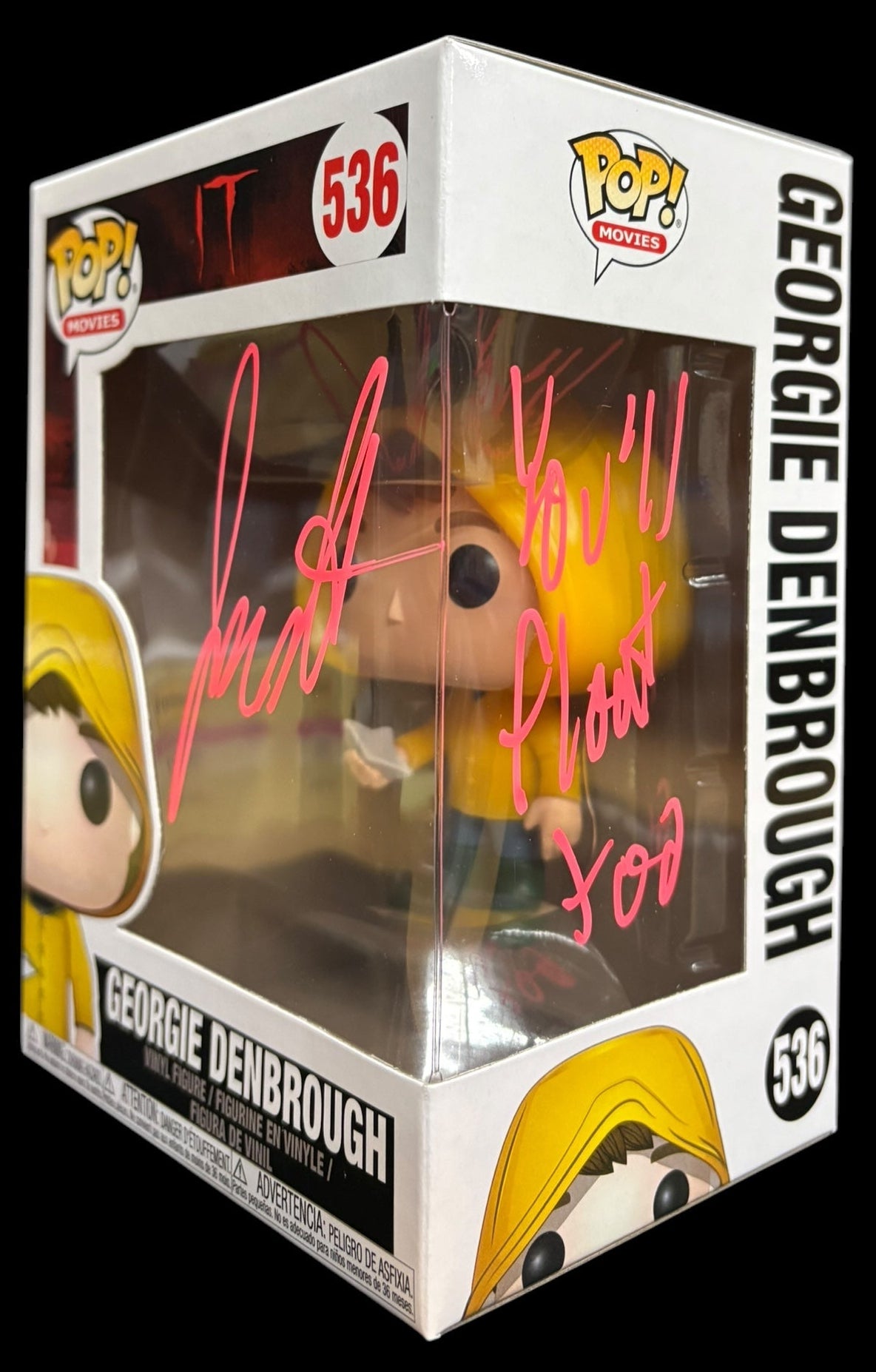 Jackson Robert Scott signed IT Georgie Debrough Funko Pop! "You'll Float Too" (FR)