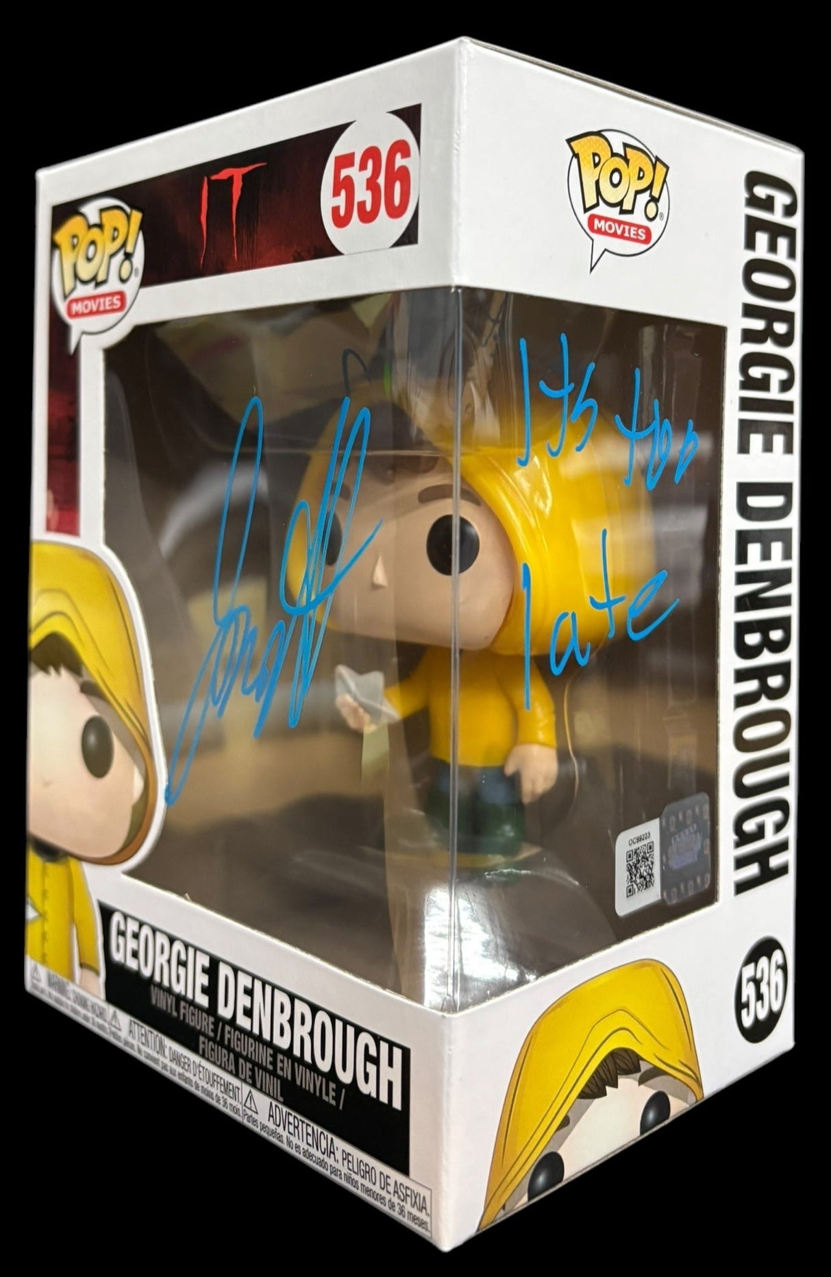 Jackson Robert Scott signed IT Georgie Debrough Funko Pop! "It's Too Late"