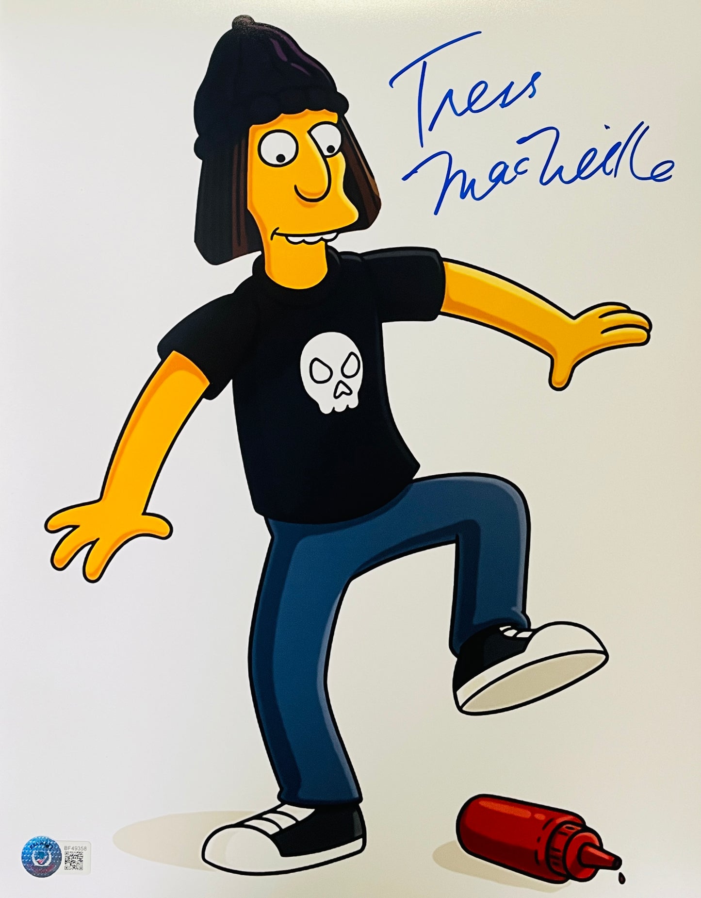 Tress MacNeille signed 11x14 The Simpsons Jimbo Jones photo auto Beckett QR code