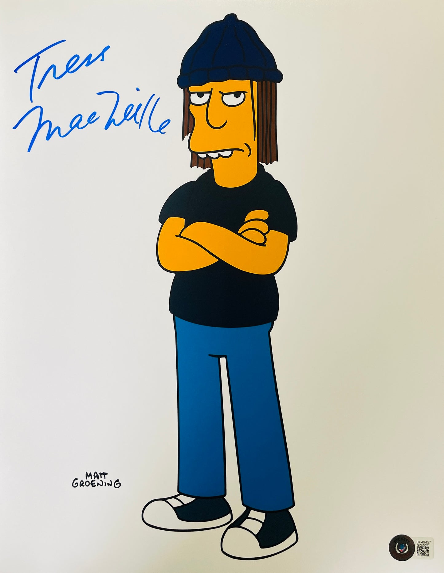 Tress MacNeille signed 11x14 Jimbo Jones The Simpsons photo auto Beckett QR code