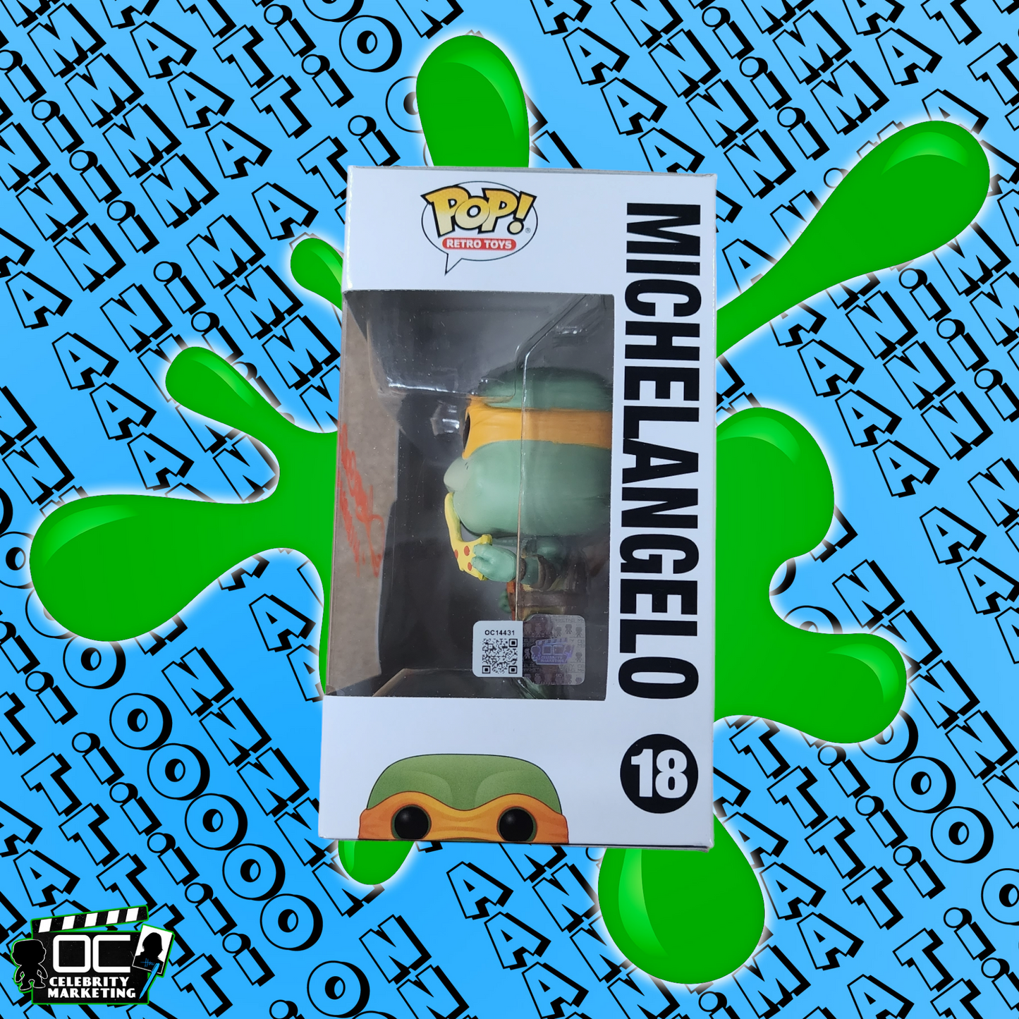 Townsend Coleman signed Nickelodeon (TMNT) Michelangelo Funko #18 QR code OCCM
