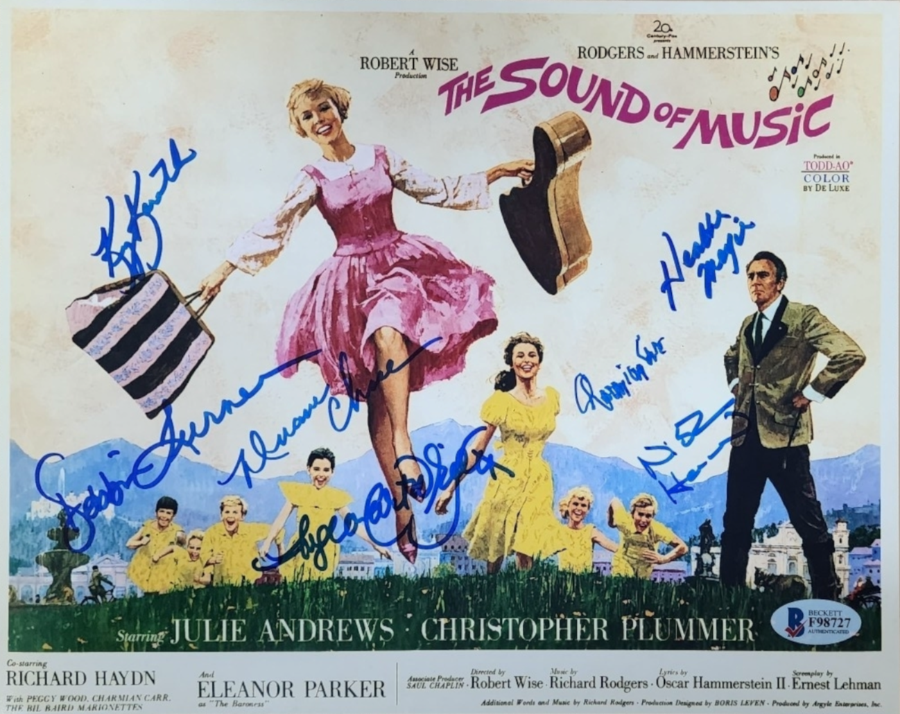 The Sound of Music Cast (7) signed 8x10 Horizontal photo autographed Beckett LOA
