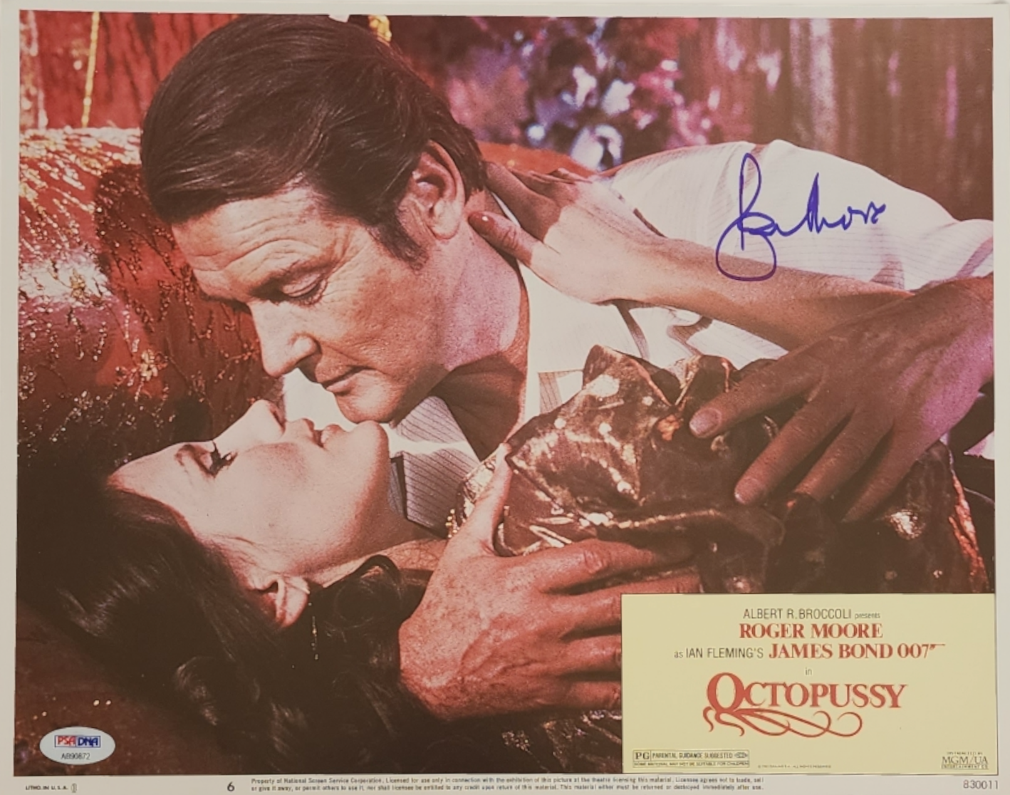 Roger Moore signed Original Lobby Card "Octopussy" James Bond auto PSA/DNA COA