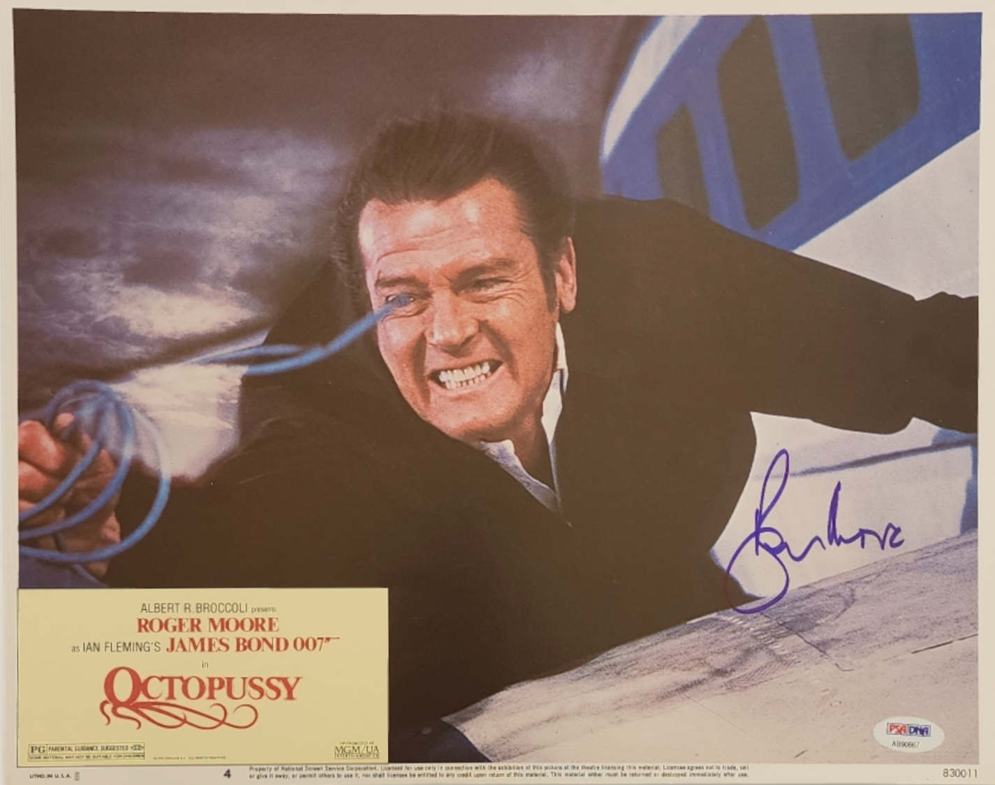 Roger Moore signed Original Lobby Card James Bond "Octopussy" auto PSA/DNA COA