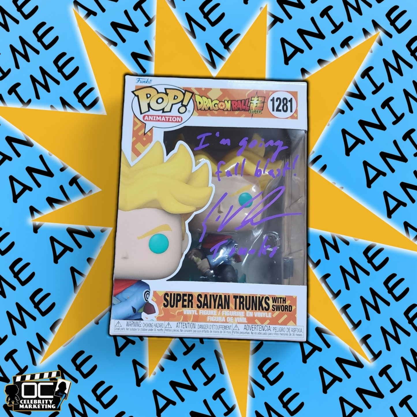 Eric Vale signed Dragon Ball Super Saiyan Trunks w/ sword Funko #1281 OCCM QR-QP