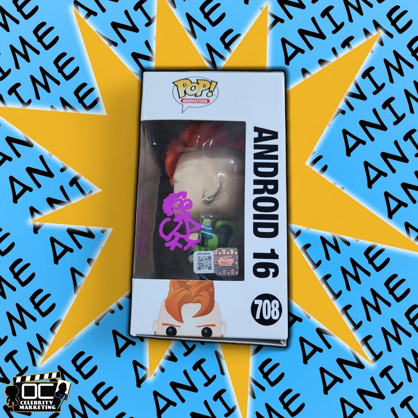 Jeremy Inman signed Dragon Ball Z Android 16 Funko #708 auto QR code OCCM-M