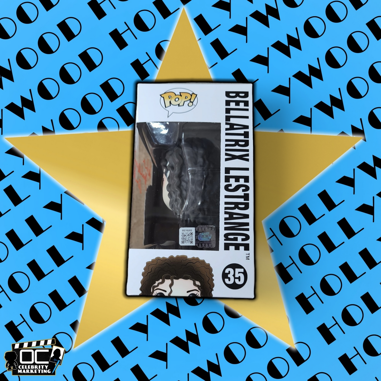 Helena Bonham Carter signed Harry Potter Bellatrix Lestrange Funko #35 QR OCCM-O