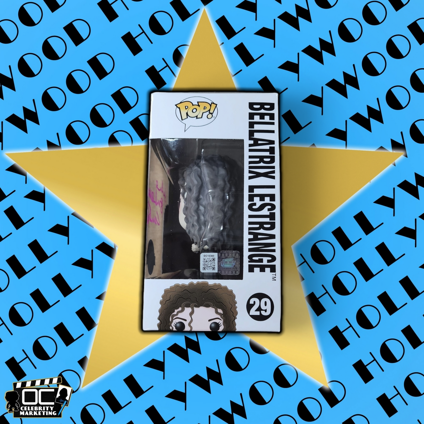 Helena Bonham Carter signed Harry Potter SE Bellatrix Lestrange Funko #29 QR -M