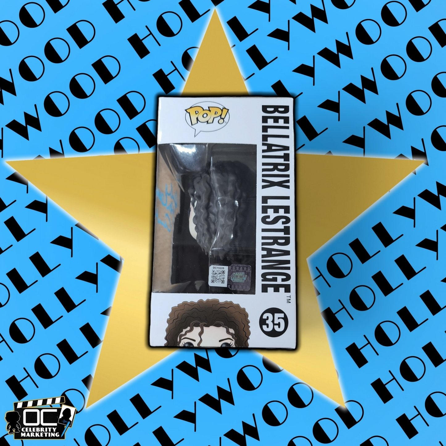 Helena Bonham Carter signed Harry Potter Bellatrix Lestrange Funko #35 QR OCCM-B
