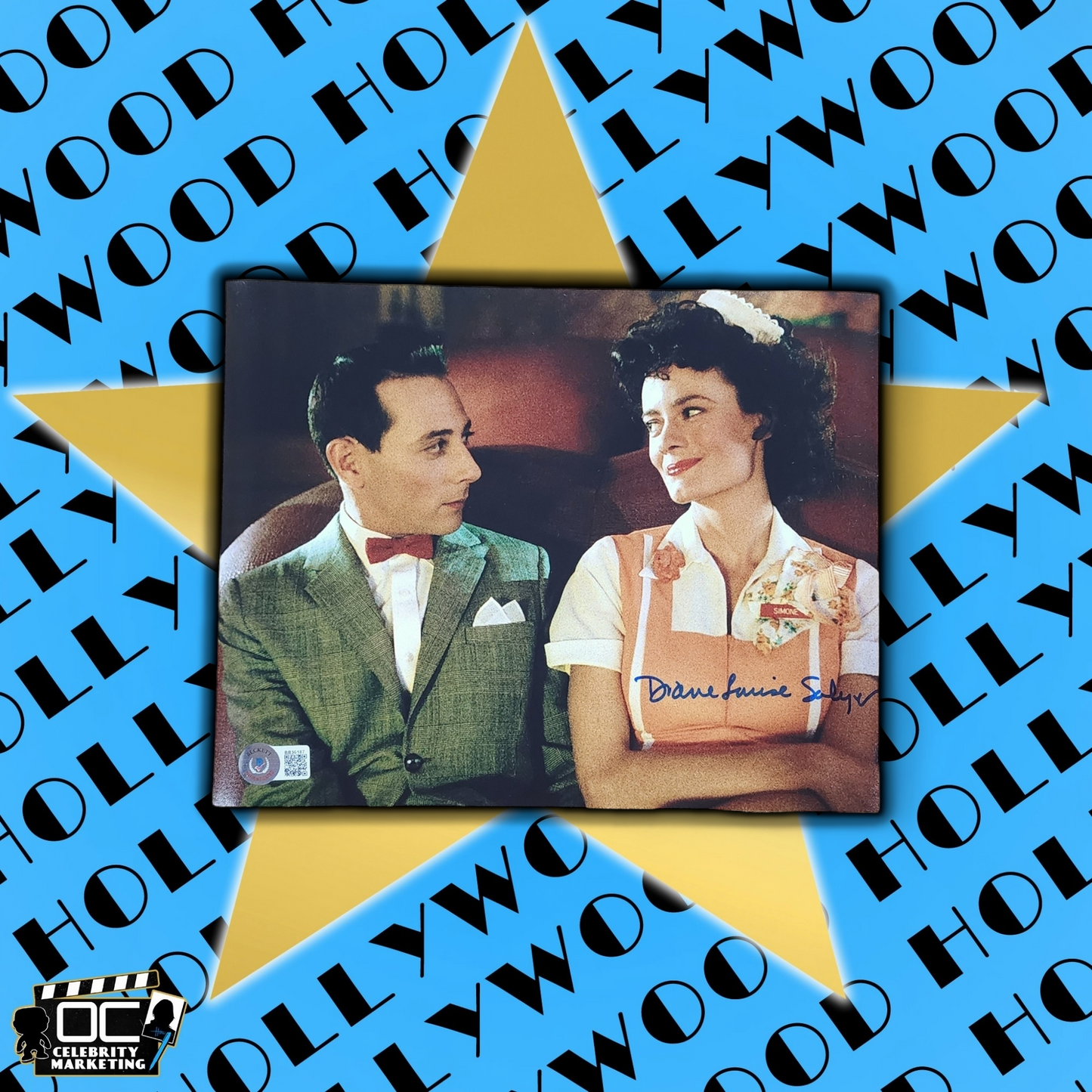 Diane Salinger signed 8x10 Pee-wee & Simone photo autographed QR code OCCM