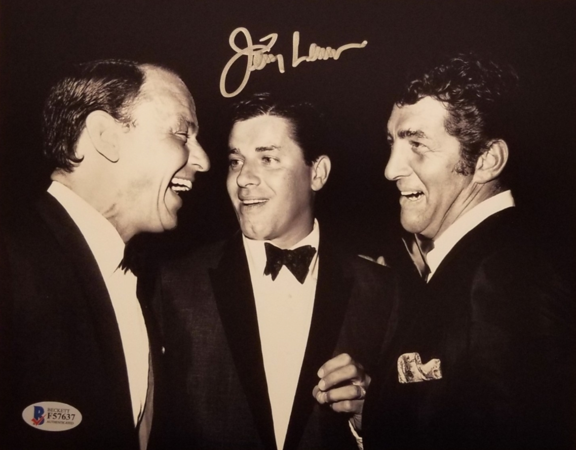 Jerry Lewis signed 8x10 Rat Pack photo autographed BAS COA