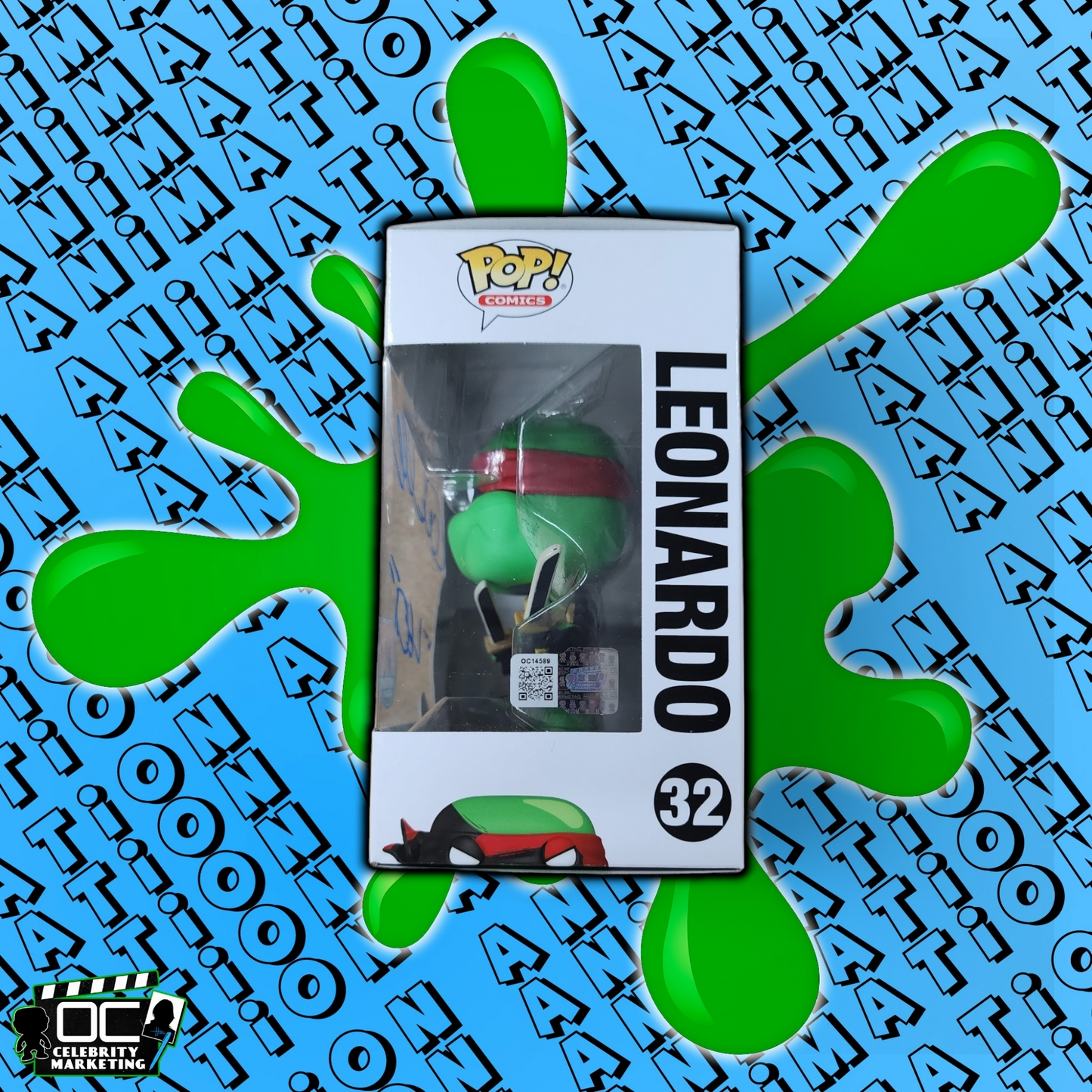 Cam Clark signed Nickelodeon TMNT P.E. Leonardo Funko #32 autograph QR code OCCM