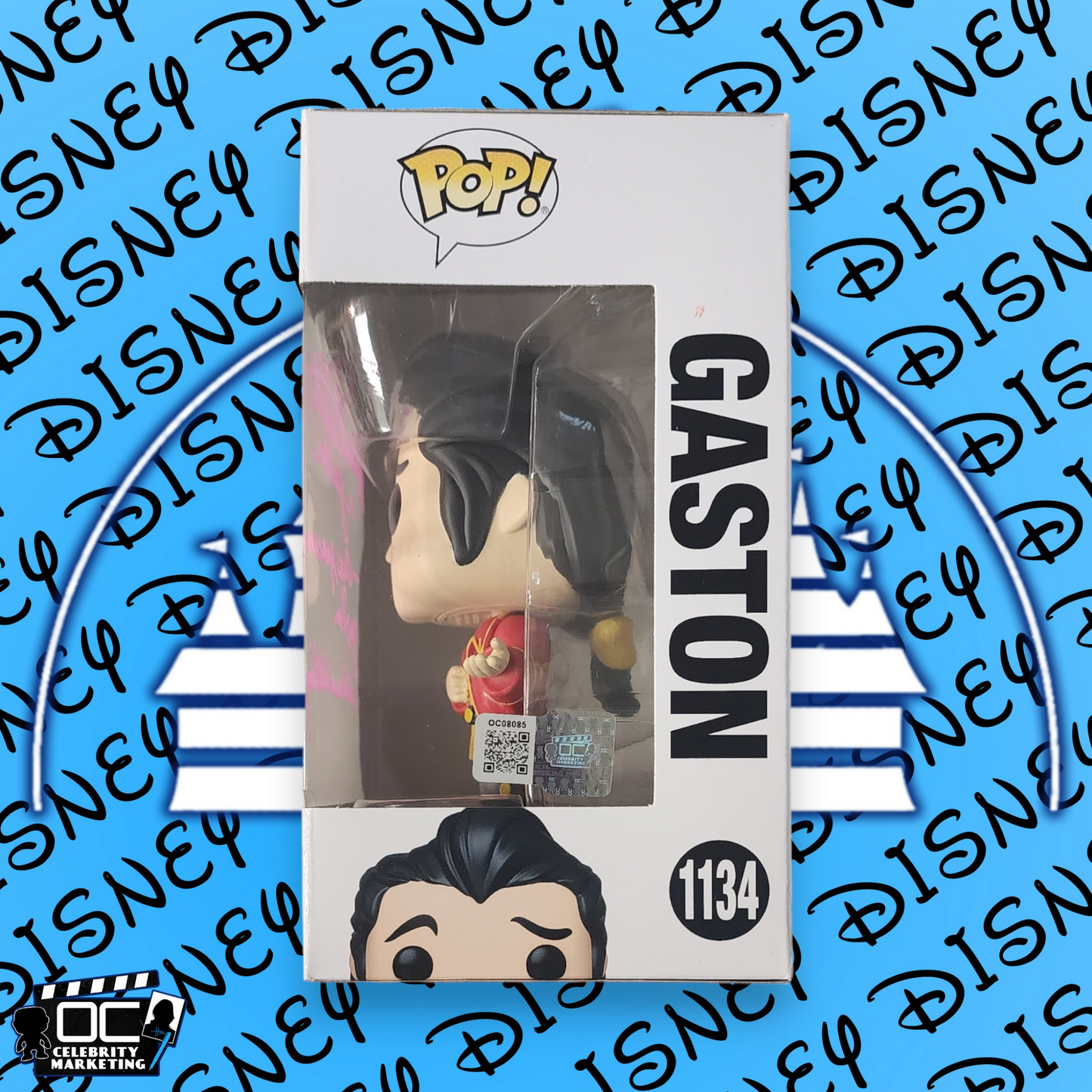 Richard White signed Beauty & The Beast Gaston Funko 1134 OCCM Auto QR code-QP