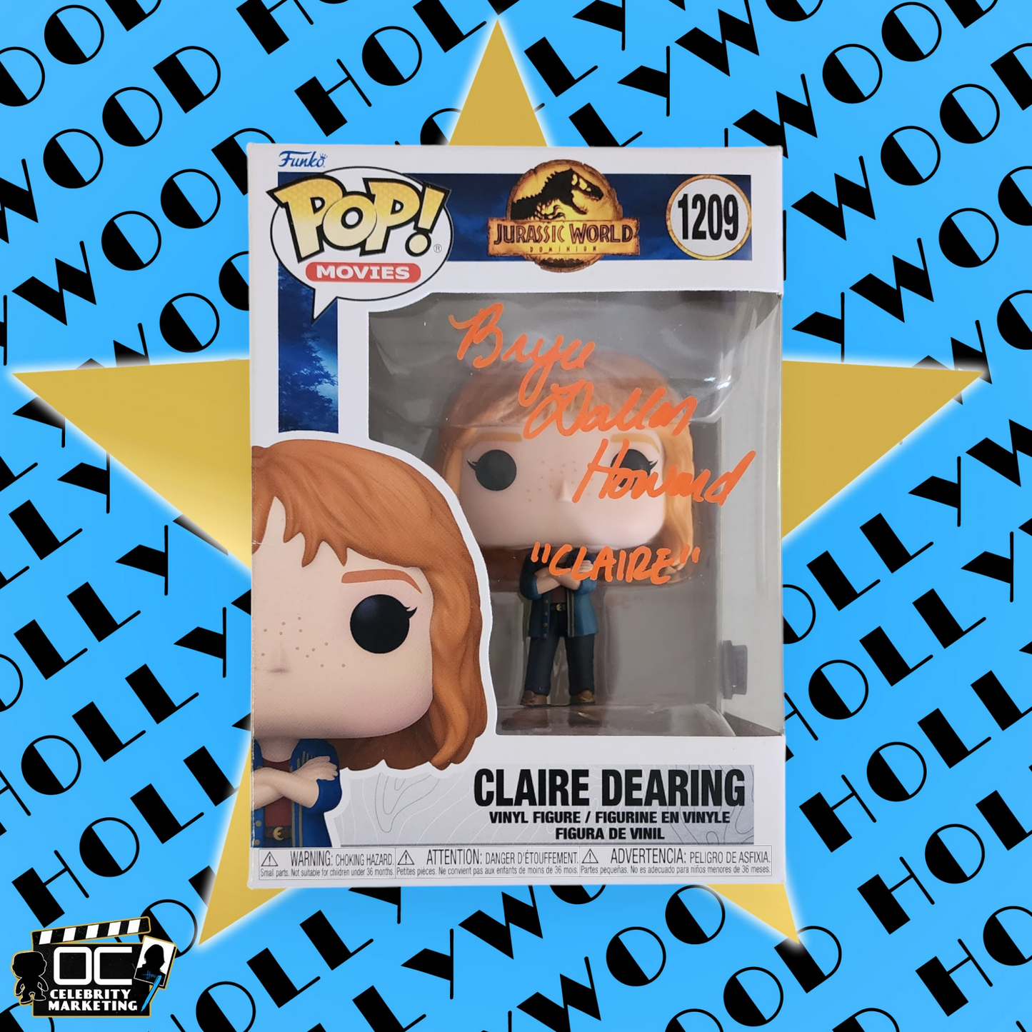 Bryce Dallas Howard signed Jurassic World Claire Dearing Funko 1209 OCCM QR code