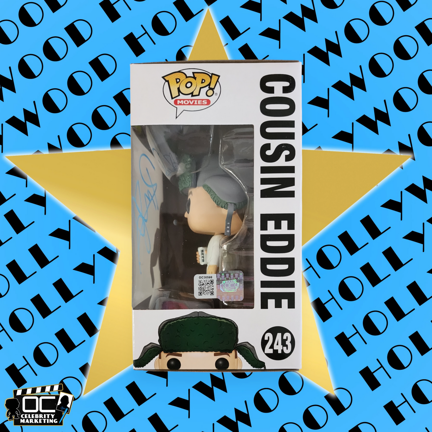 Randy Quaid signed Christmas Vacation Cousin Eddie Funko #243 OCCM QR code Auto