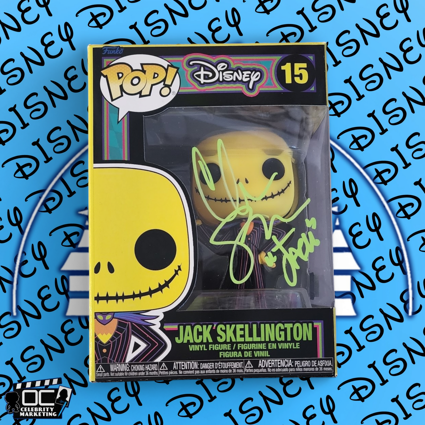 Chris Sarandon signed BLKLT Jack Skellington Funko Disney NBC #15 OCCM QR Auto-G