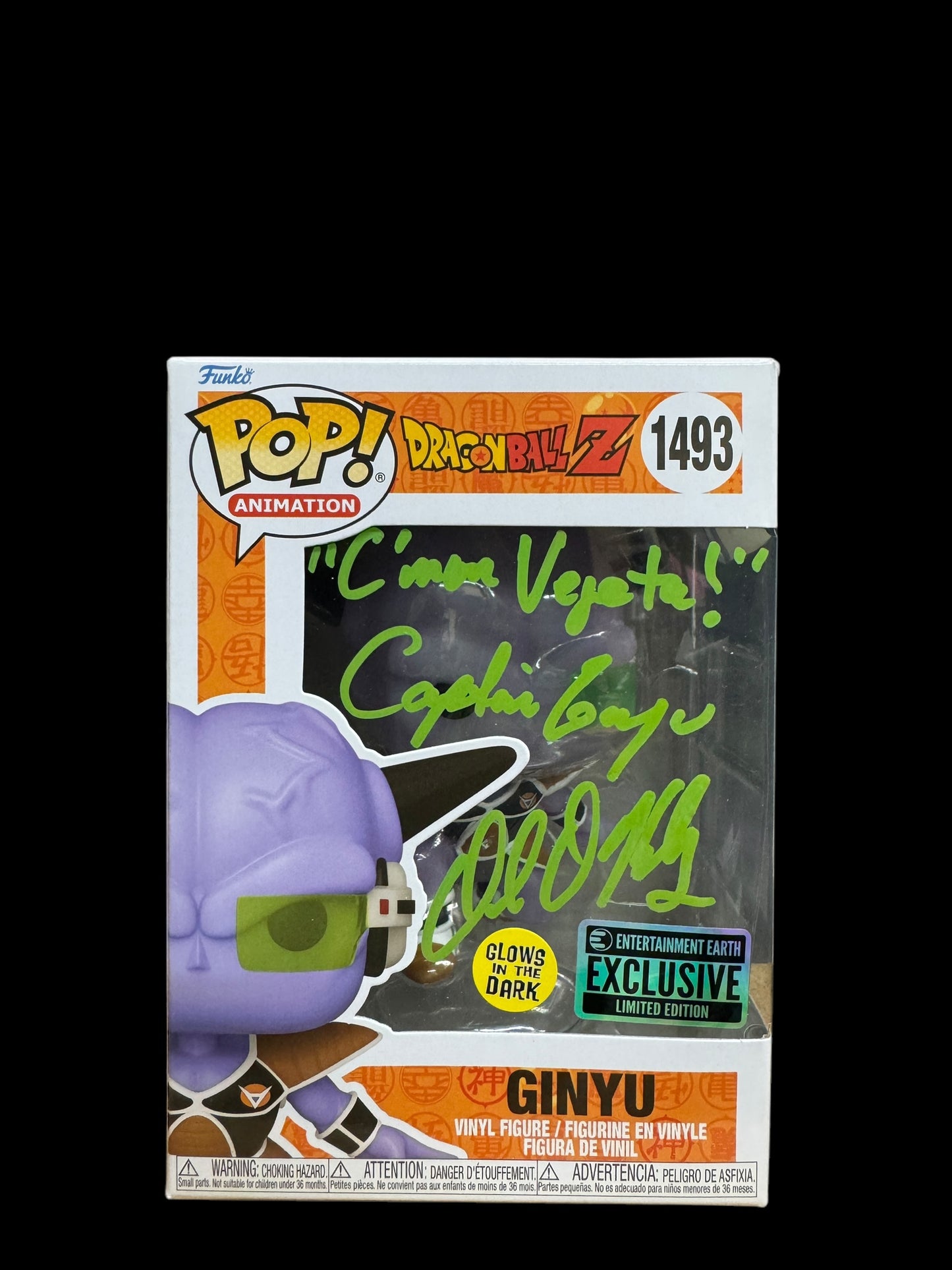 Dale D. Kelly signed Glow EE Exclusive LE Dragon Ball Z Ginyu Funko Pop!