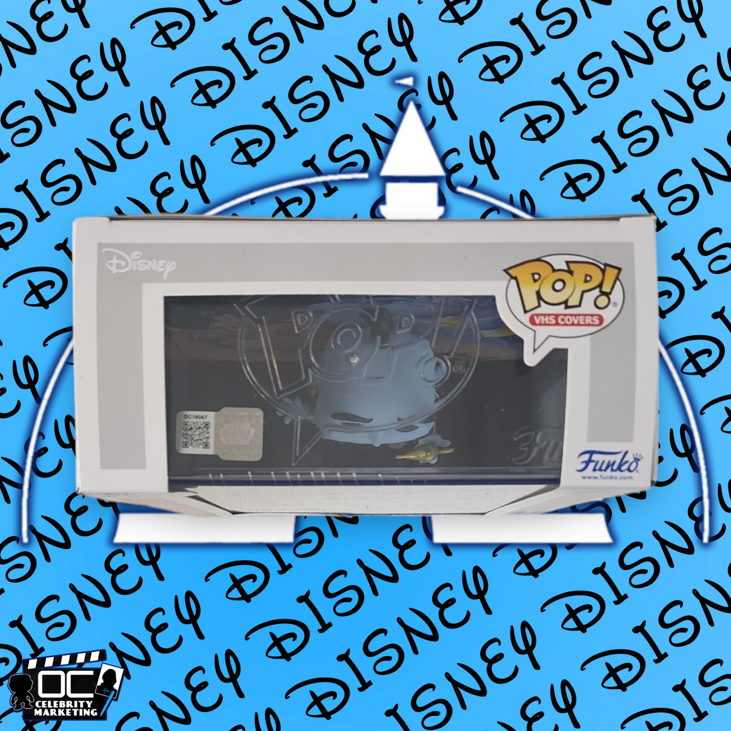 Linda Larkin signed Amz Excl. Disney VHS Cover Genie With Lamp Funko OCCM QR-FLM