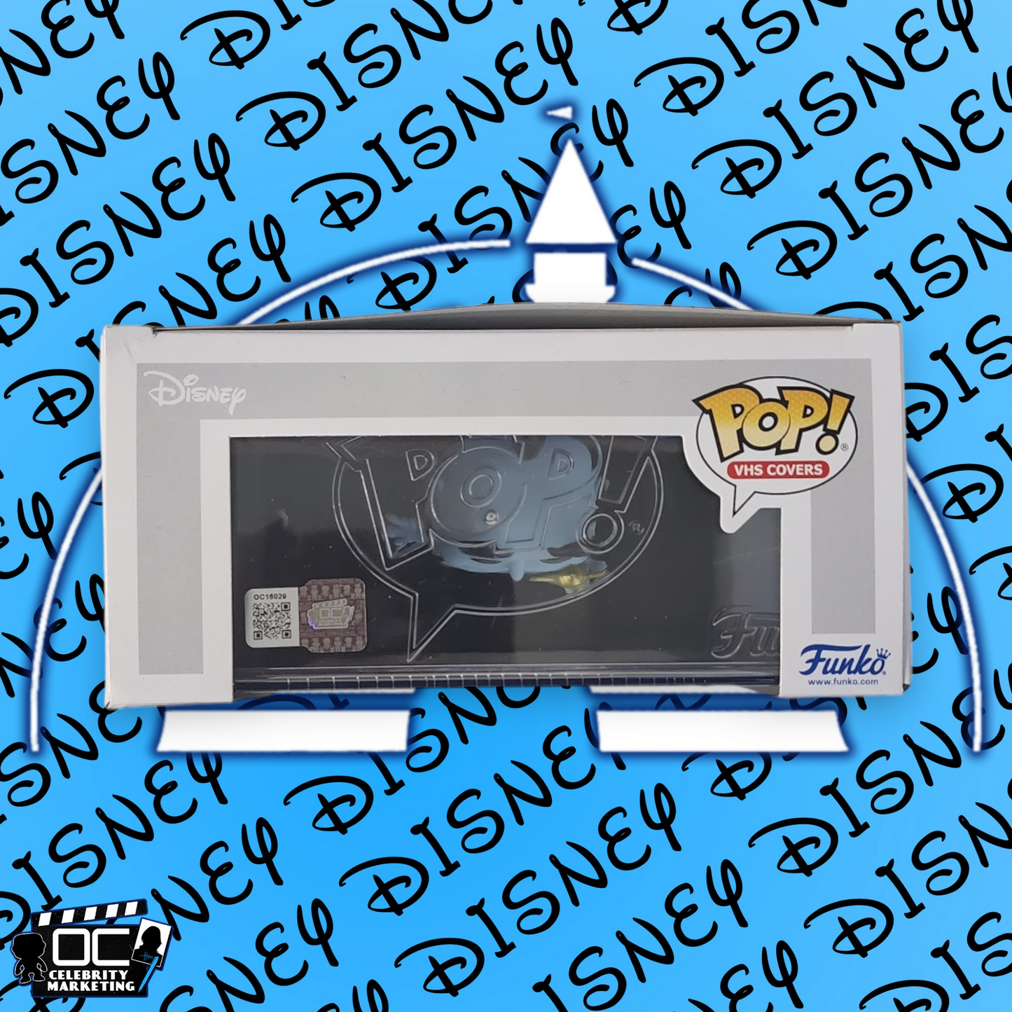 Linda Larkin signed Amz Excl. Disney VHS Cover Genie With Lamp Funko OCCM QR-CN
