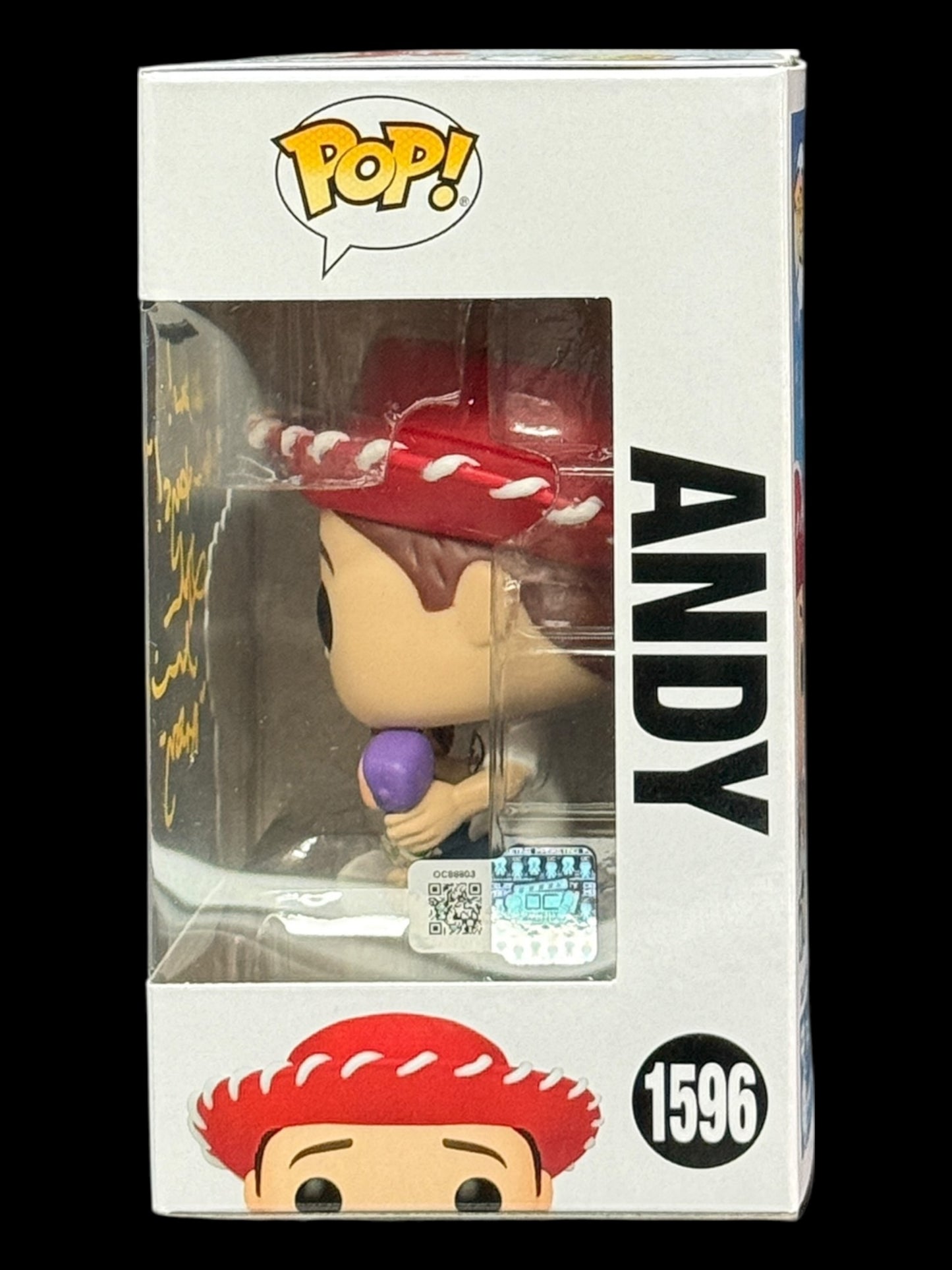 John Morris signed Disney Pixar Toy Story 30 Years and Beyond Andy Funko Pop! - "Oh wow! New Toys!"