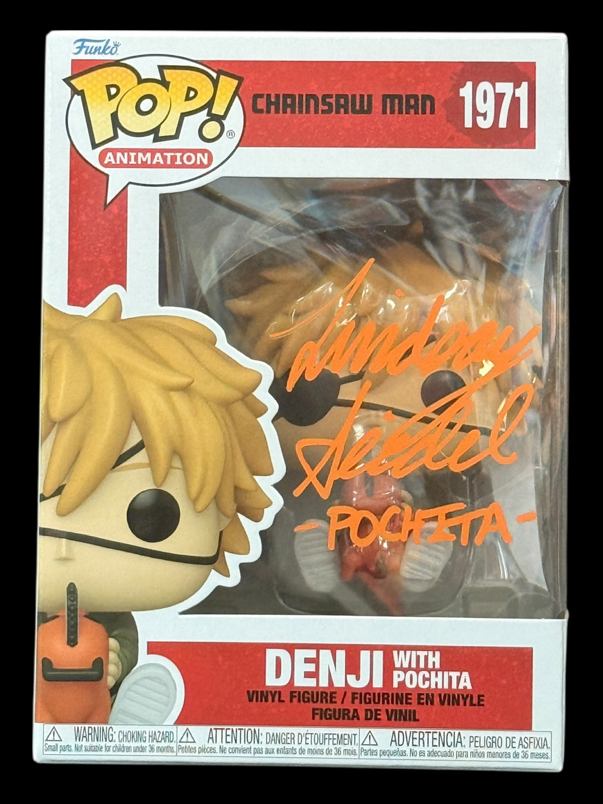Lindsay Seidel signed Chainsaw Man Denji with Pochita Funko Pop!