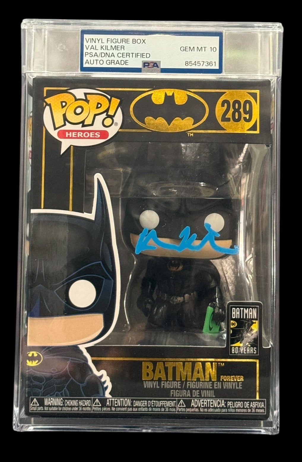 Val Kilmer signed PSA Encap Gem Mint 10 Batman Forever Batman Funko #289 (Blue) 1A