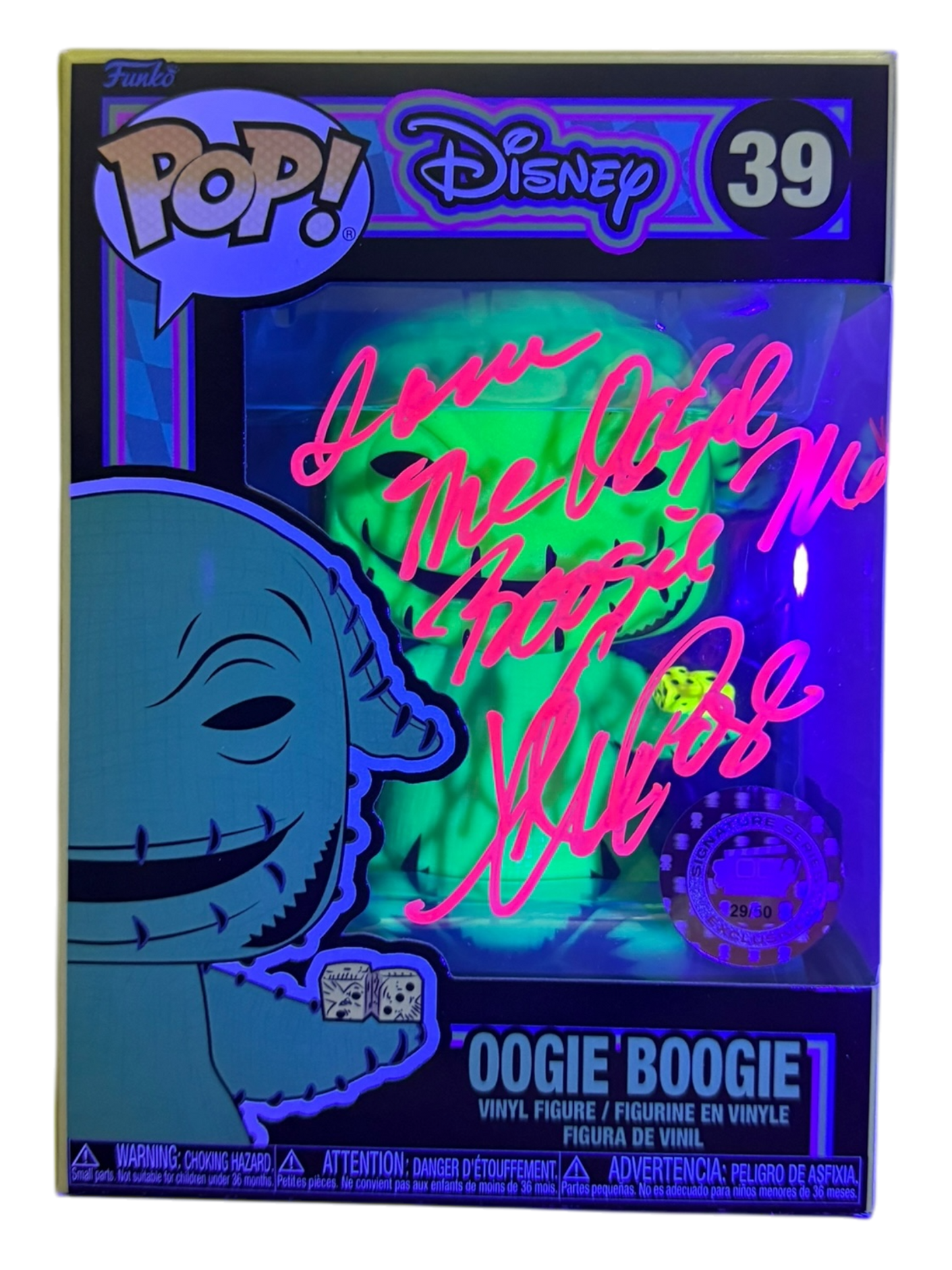 Ken Page Signature Series: The Nightmare Before Christmas Black Light Oogie Boogie Funko Pop! #39 (#/50)