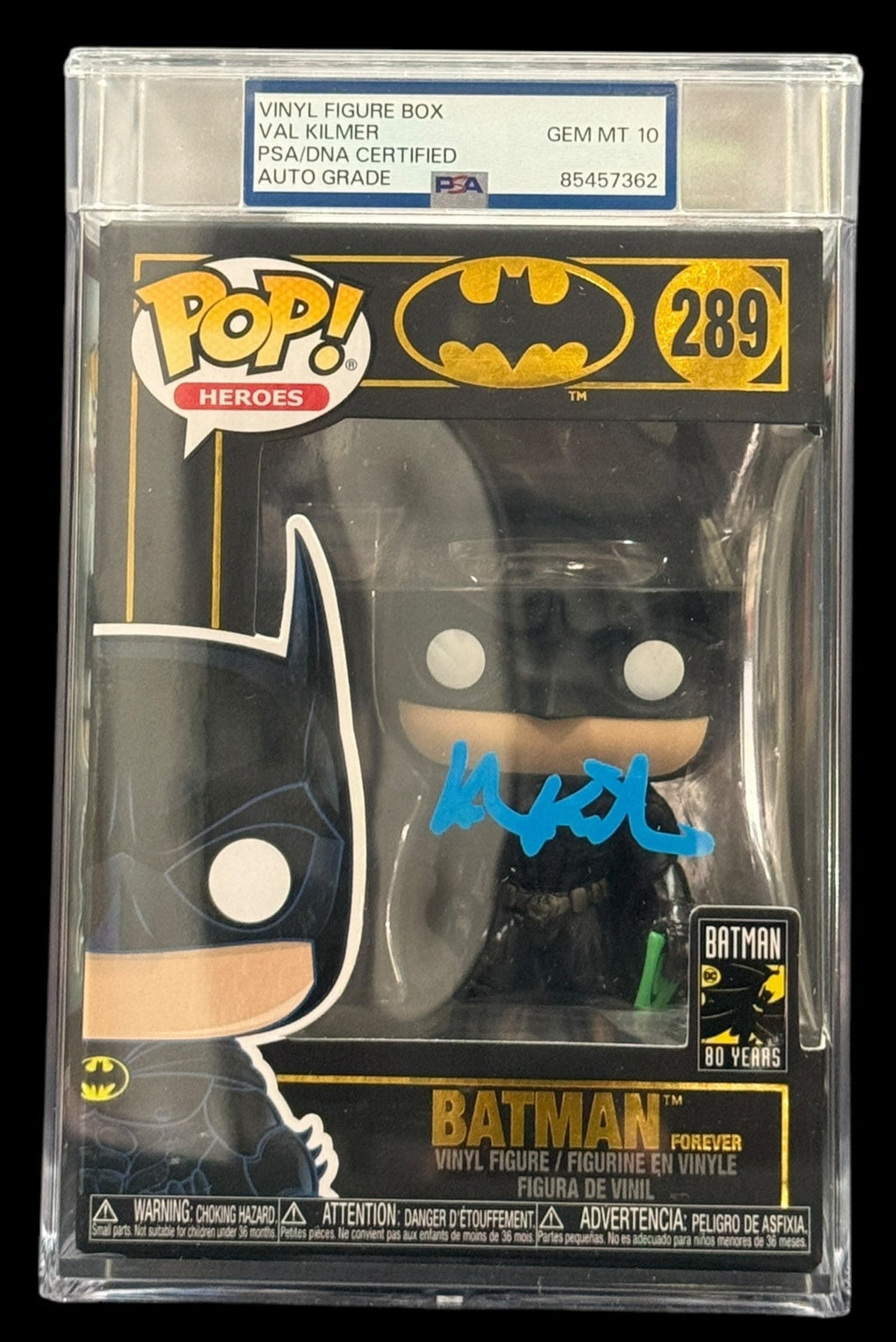 Val Kilmer signed PSA Encap Gem Mint 10 Batman Forever Batman Funko #289 (Blue) 1B