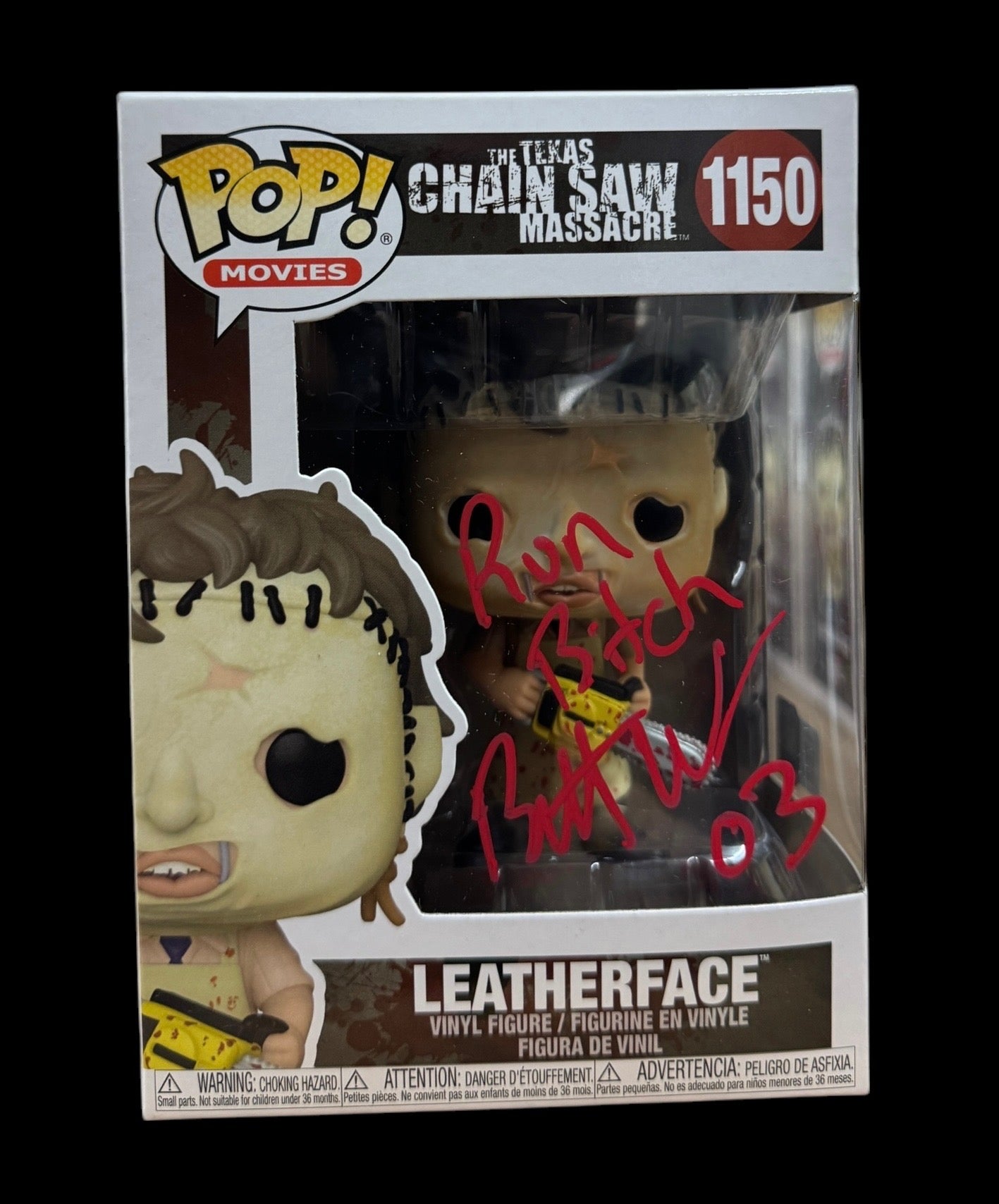 Brett Wagner signed The Texas Chainsaw Massacre Leatherface Funko Pop! #1150 "Run B****"-R