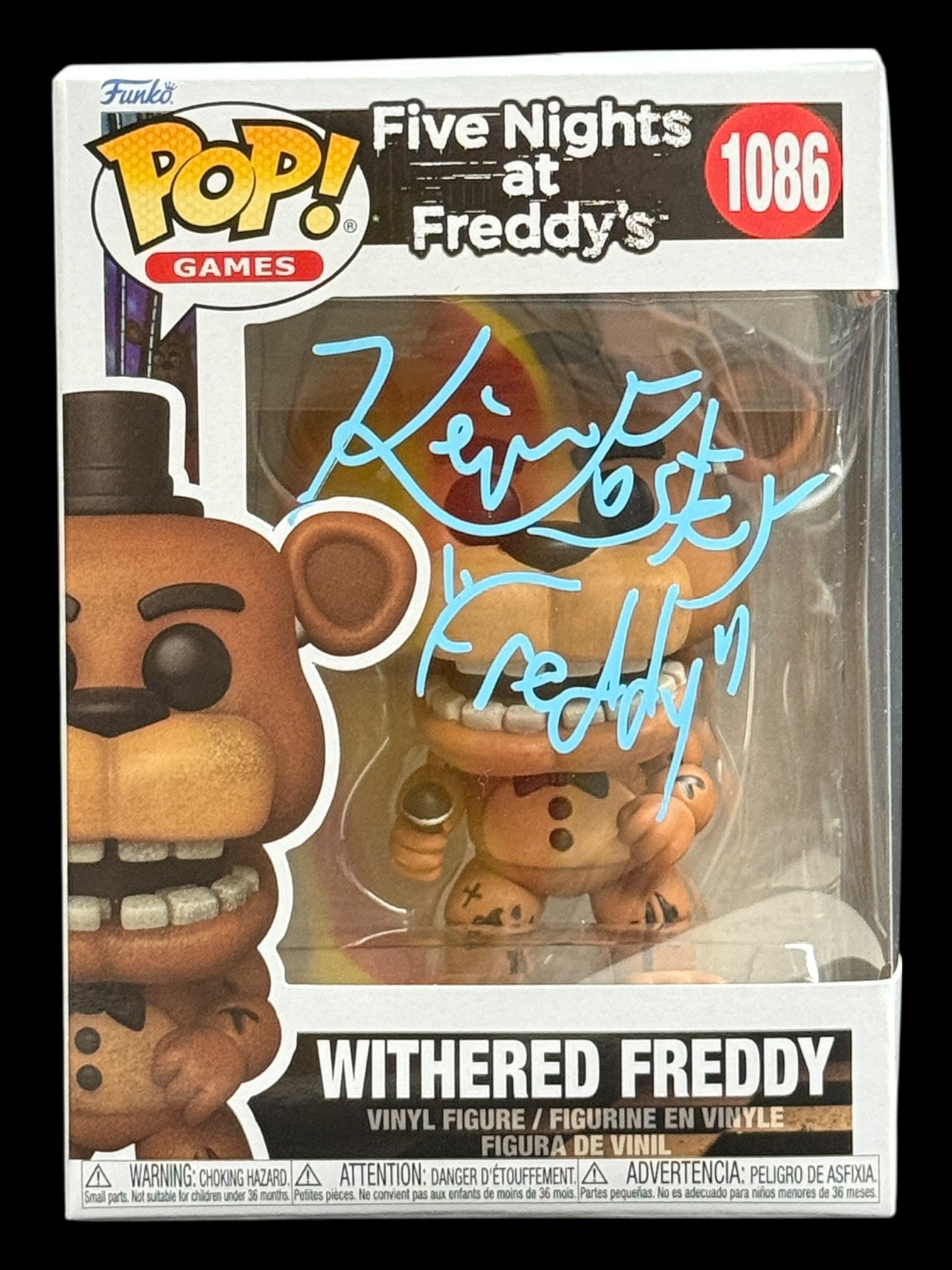 Kevin Foster signed Withered Freddy Five Nights at Freddy's Funko Pop! - Light Blue