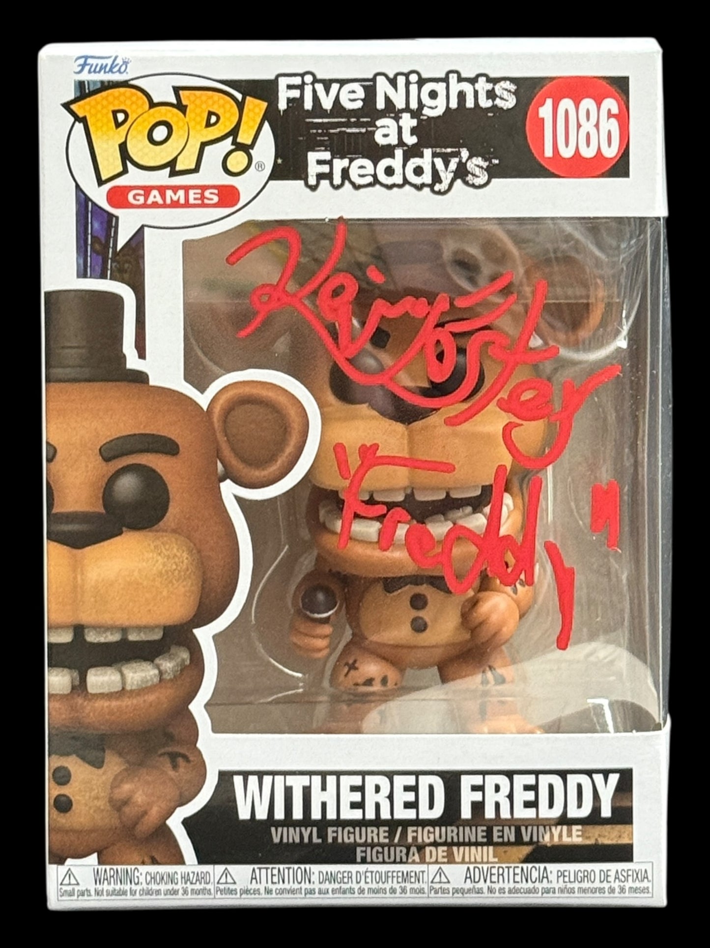 Kevin Foster signed Withered Freddy Five Nights at Freddy's Funko Pop! - Red